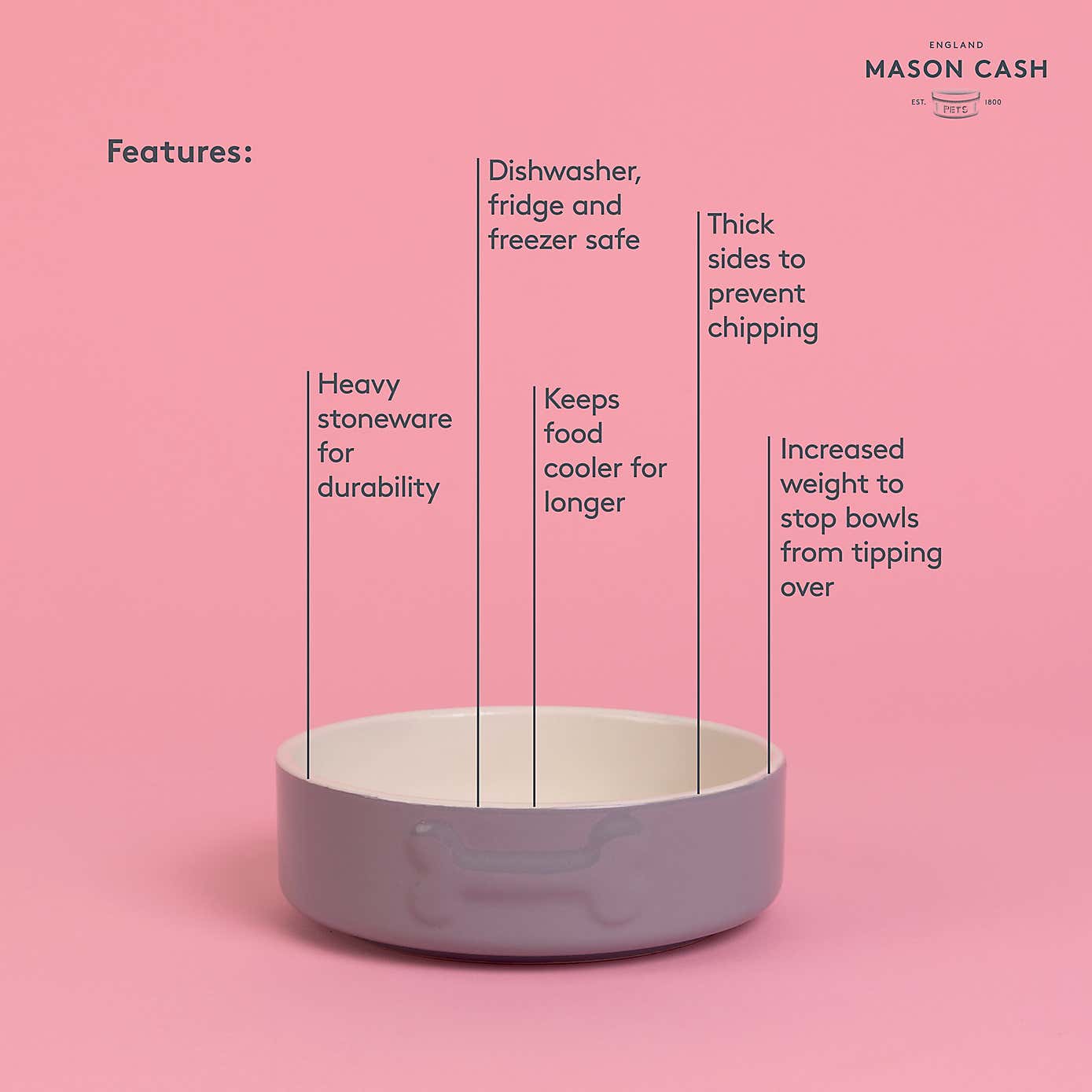 Mason Cash Set of 2 Bone Dog Bowls