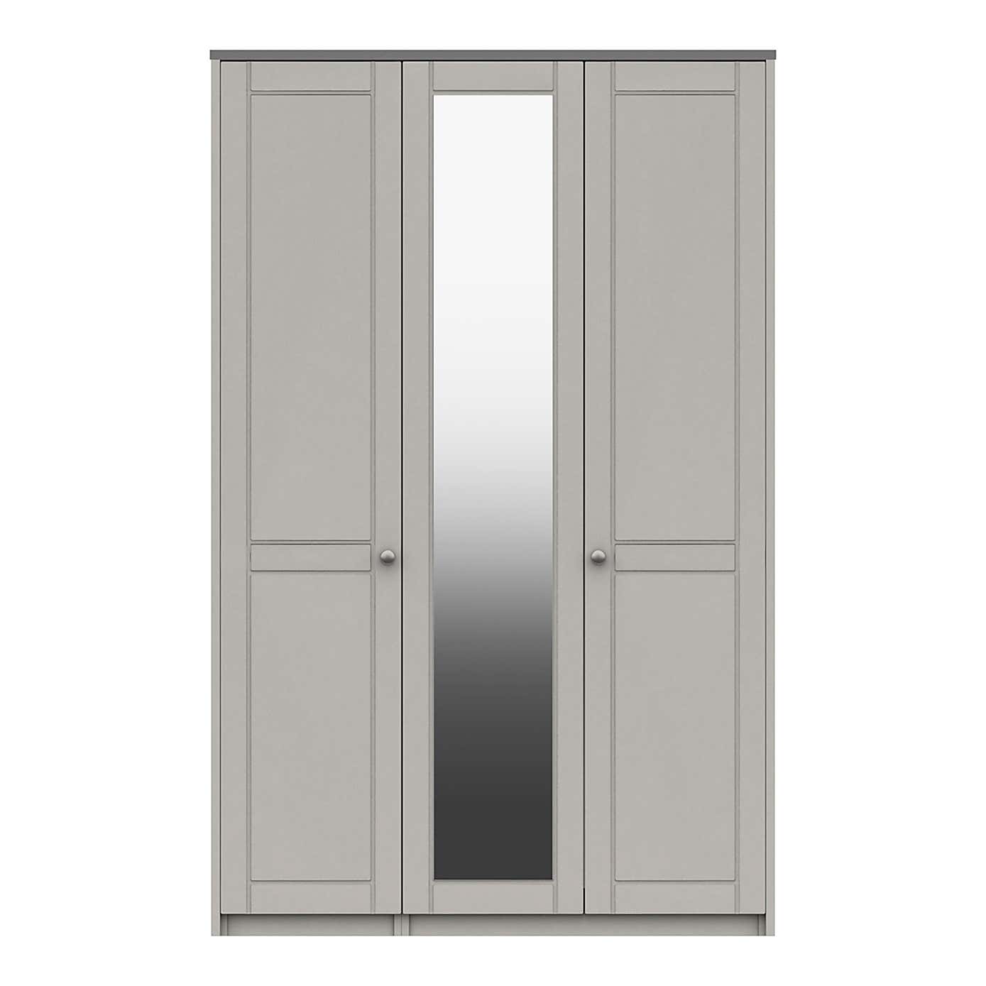 Darwin Grey 3 Door Mirrored Wardrobe