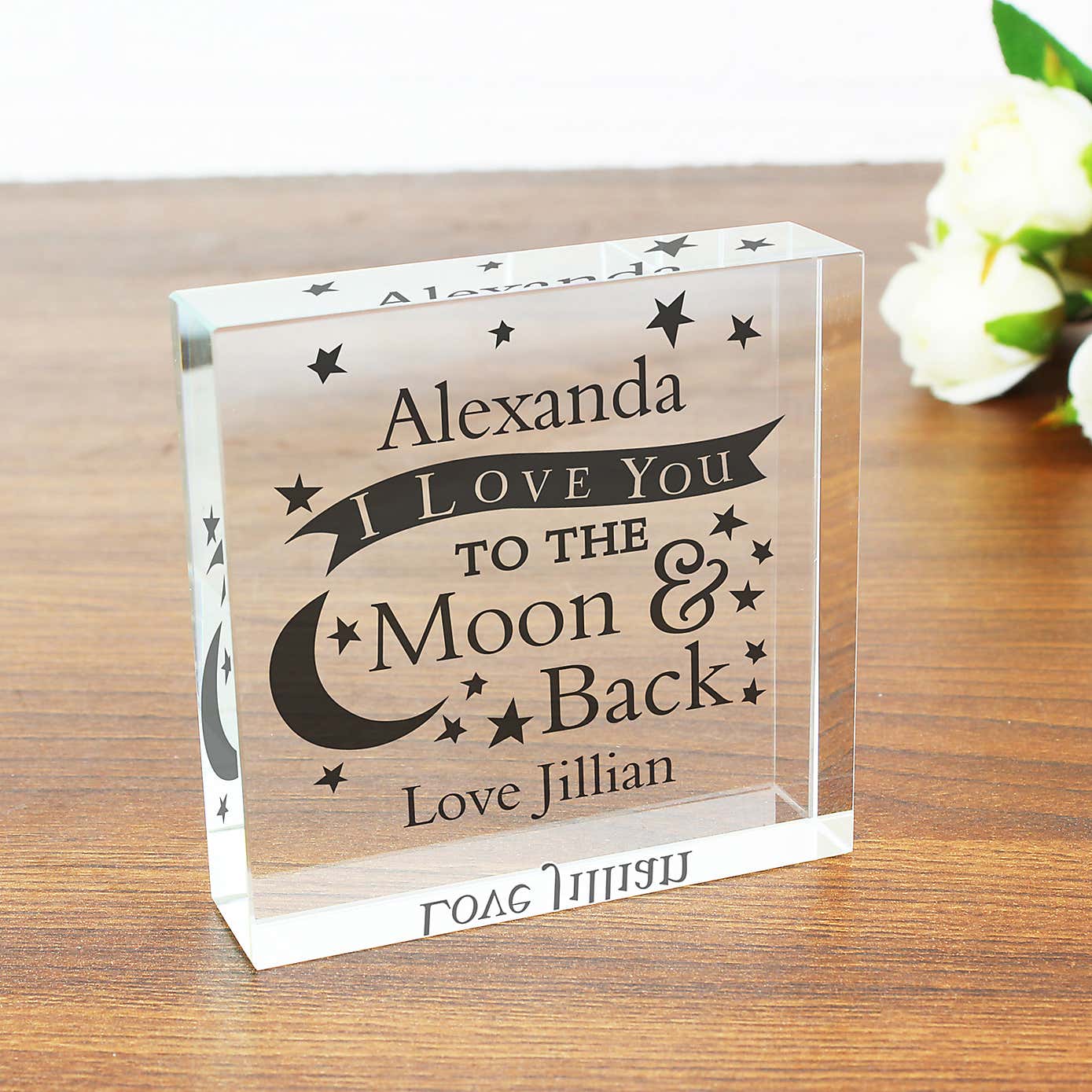 Personalised To the Moon and Back Crystal Token