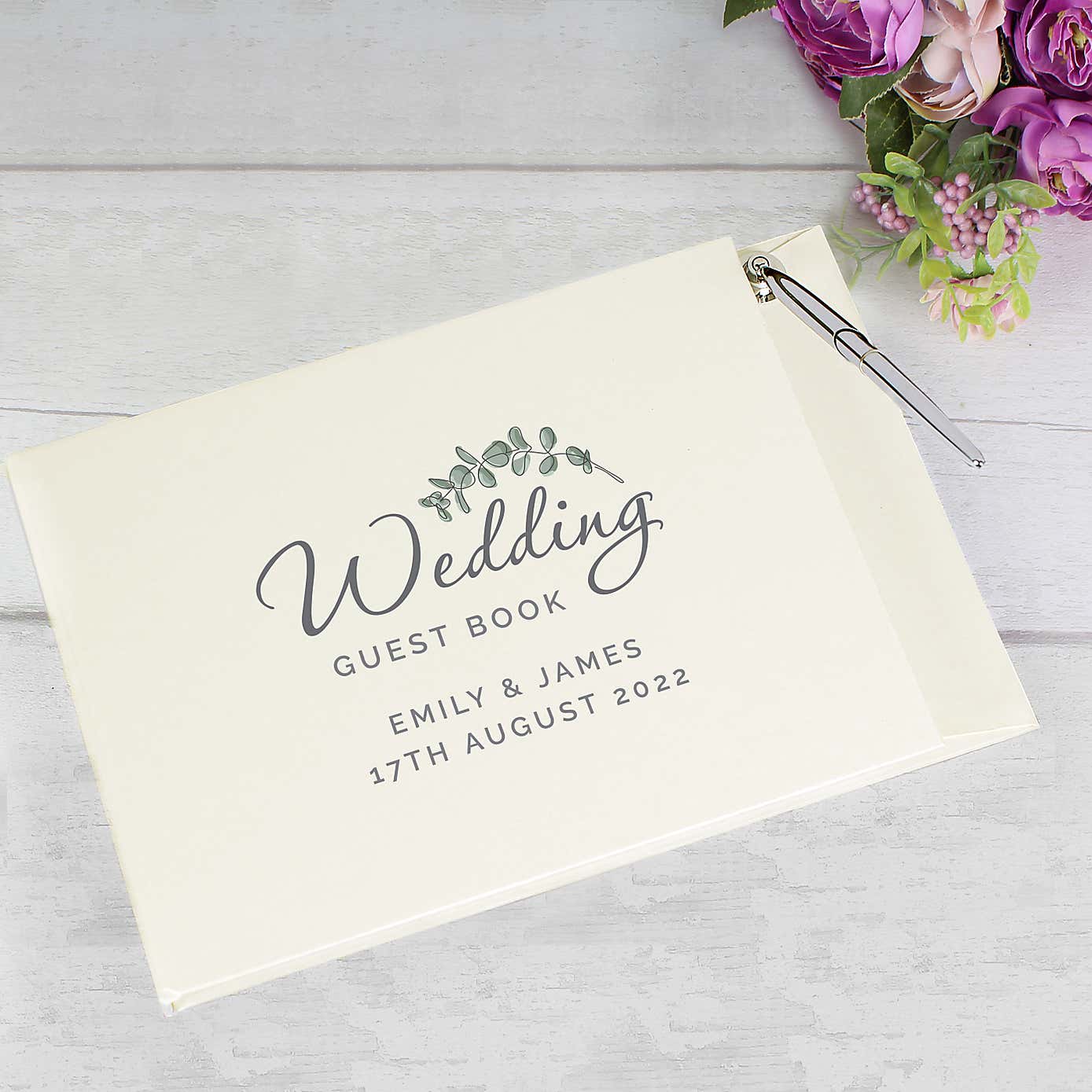 Personalised Botanical Wedding Guest Book and Pen