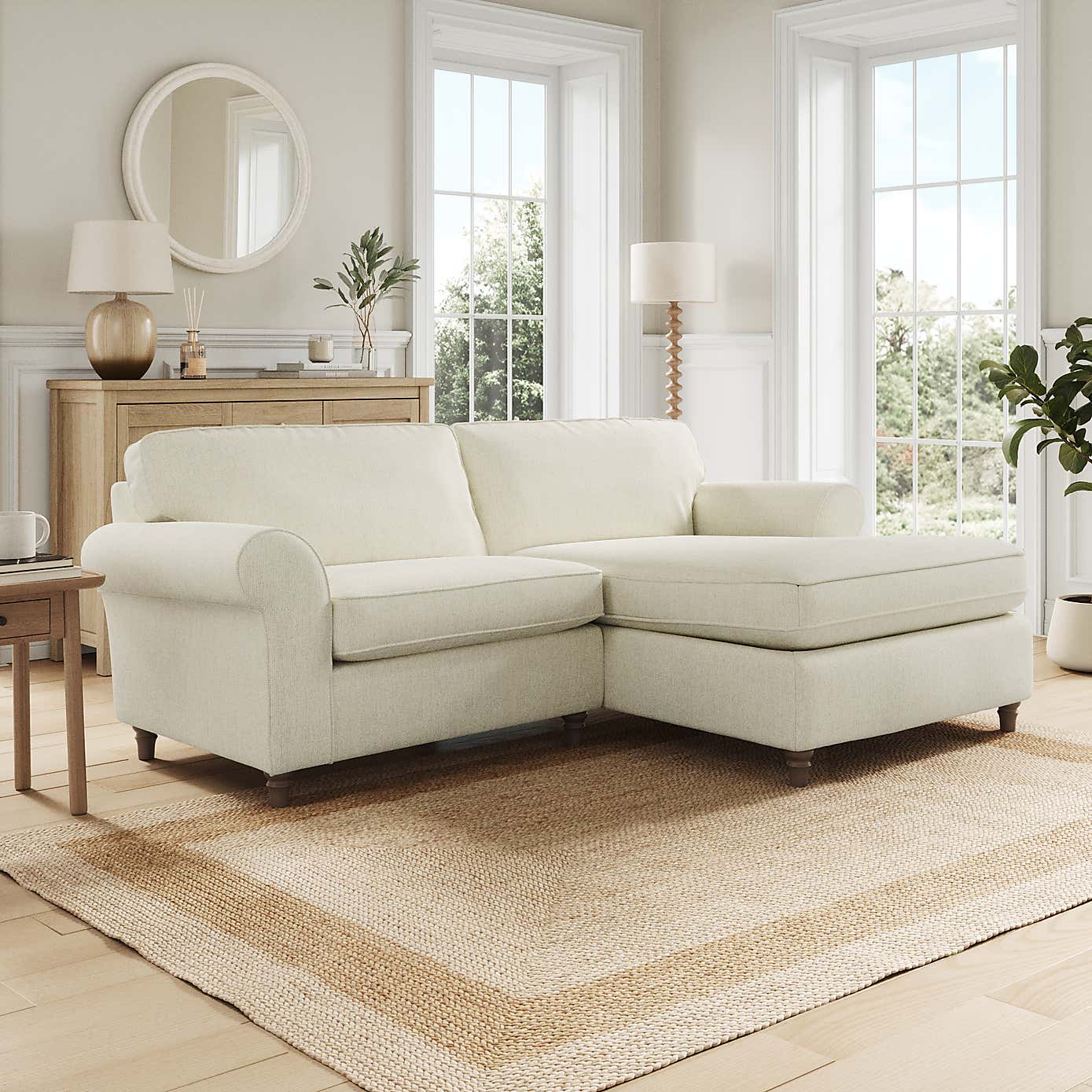 Flori Corner Chaise Sofa, Chunky Chenille