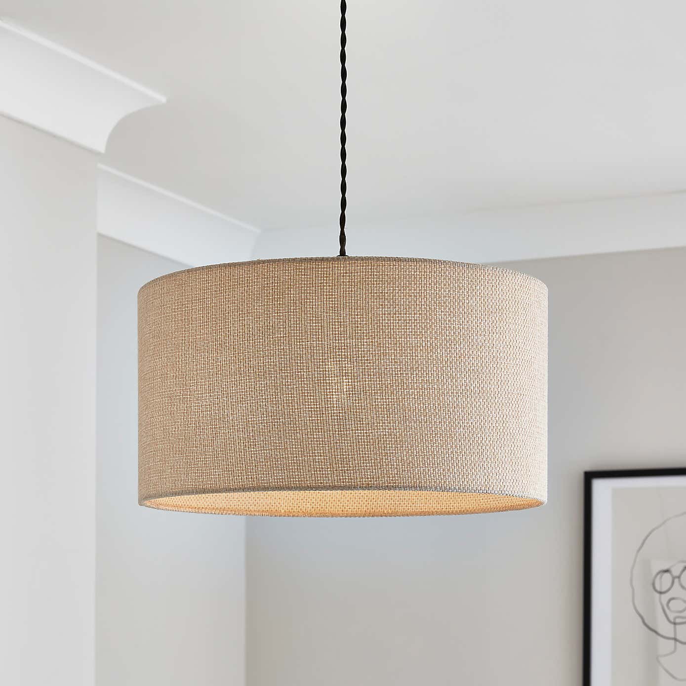 Barkweave Easy Fit Drum Lamp Shade
