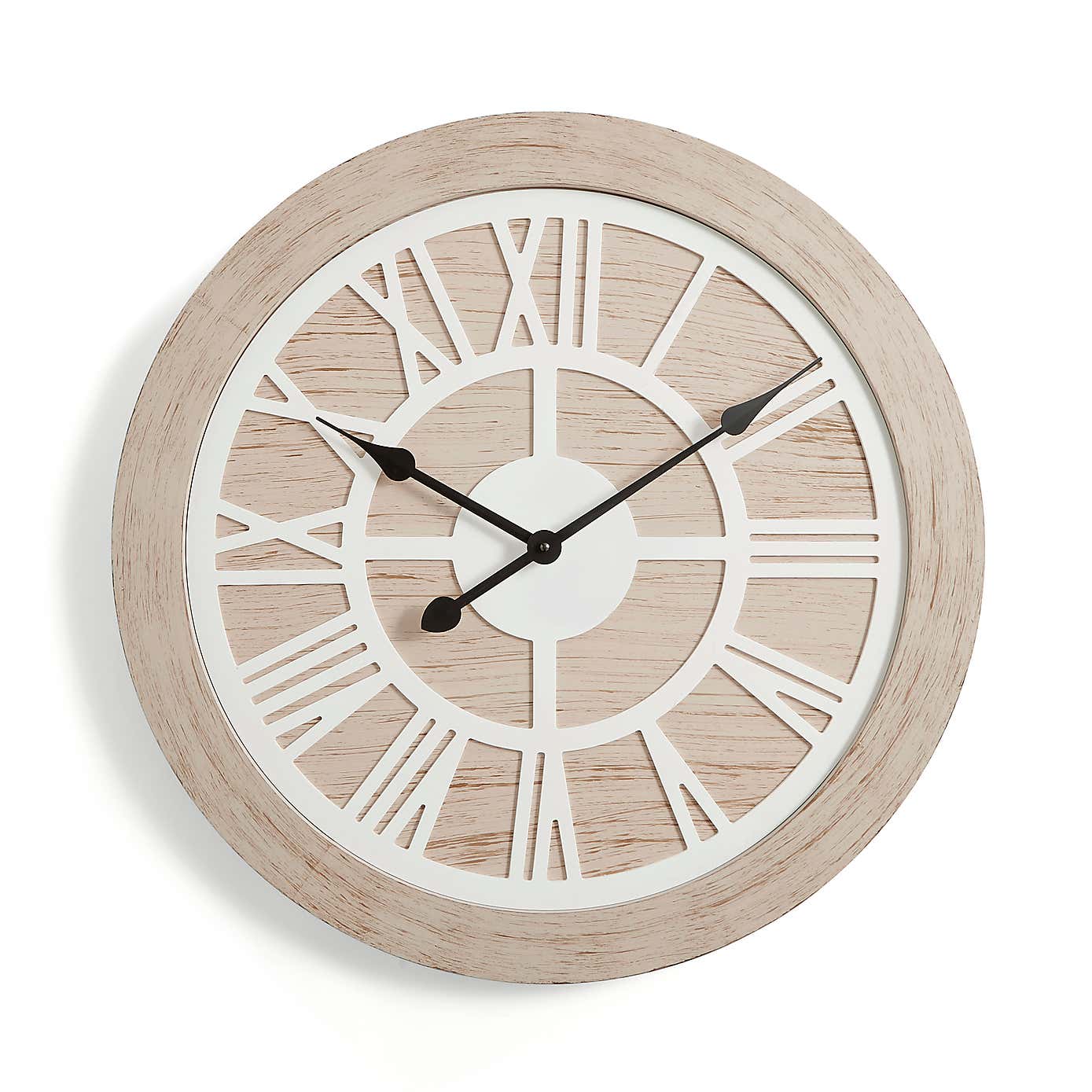 Washed Wooden Wall Clock 60cm