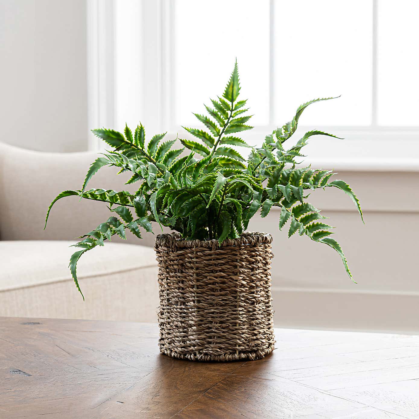 Artificial Fern in Rattan Plant Pot