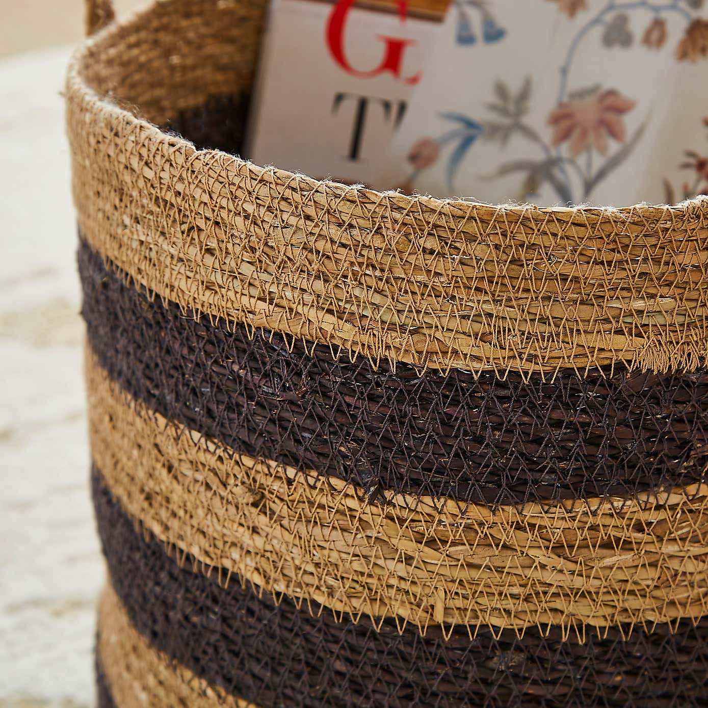 Medium Striped Seagrass Basket