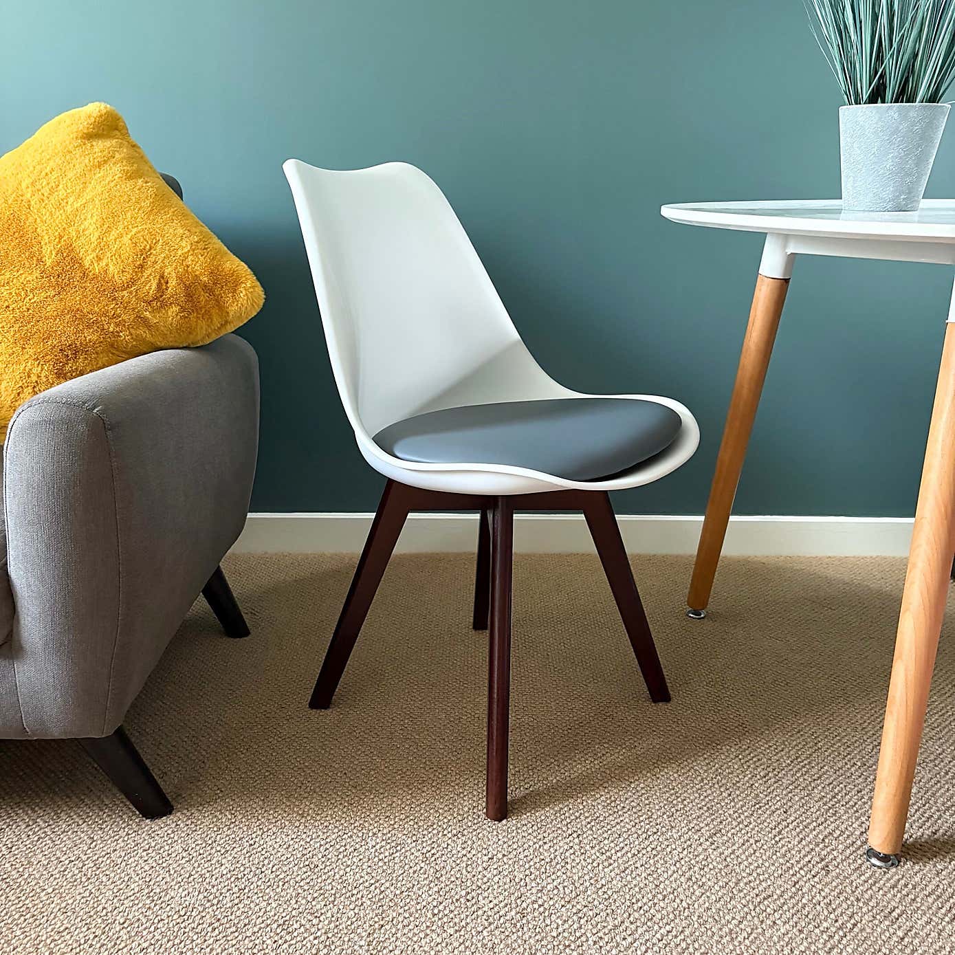 Fusion Living Soho White Plastic Dining Chair with Squared Legs