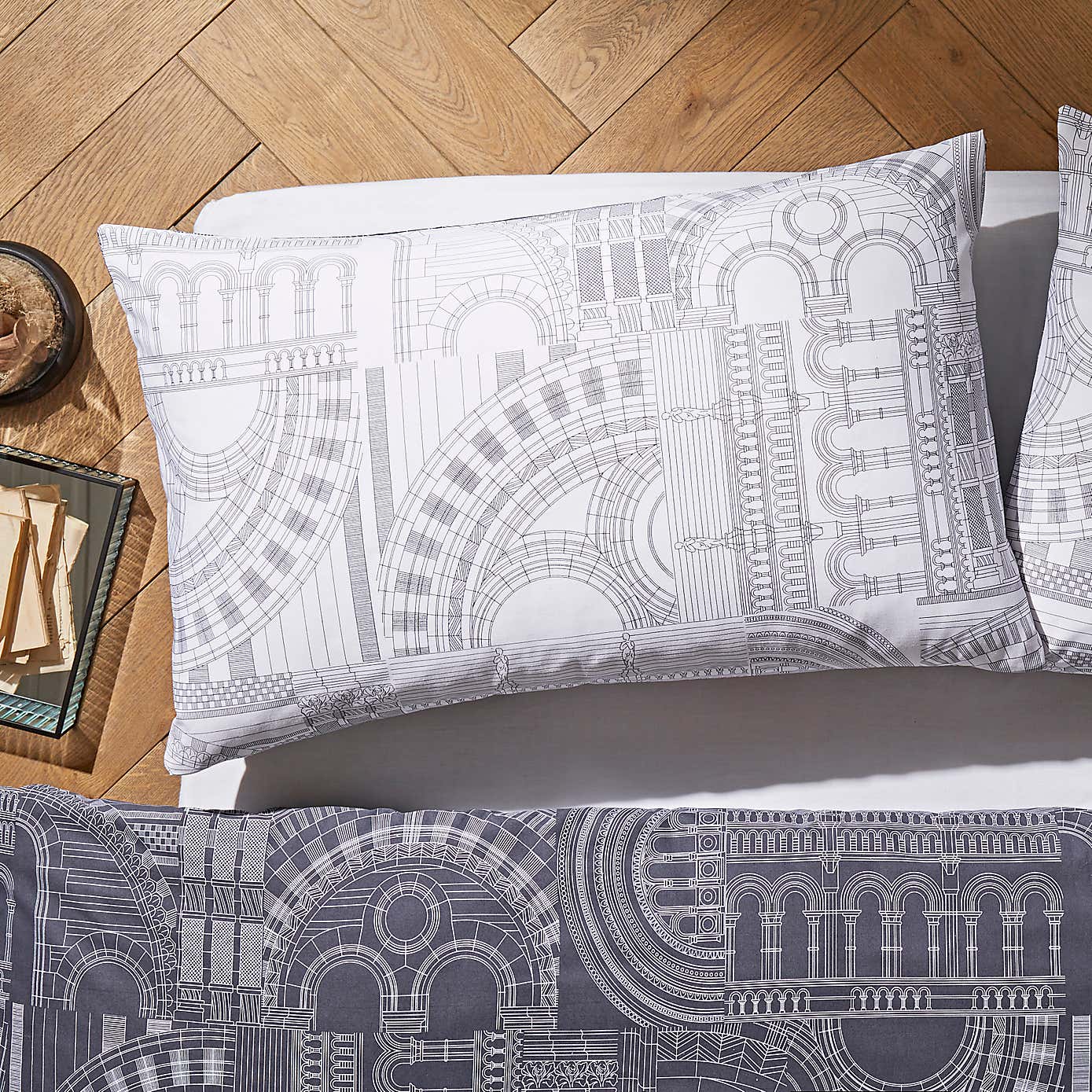 NHM Waterhouse Charcoal Duvet Cover and Pillowcase Set