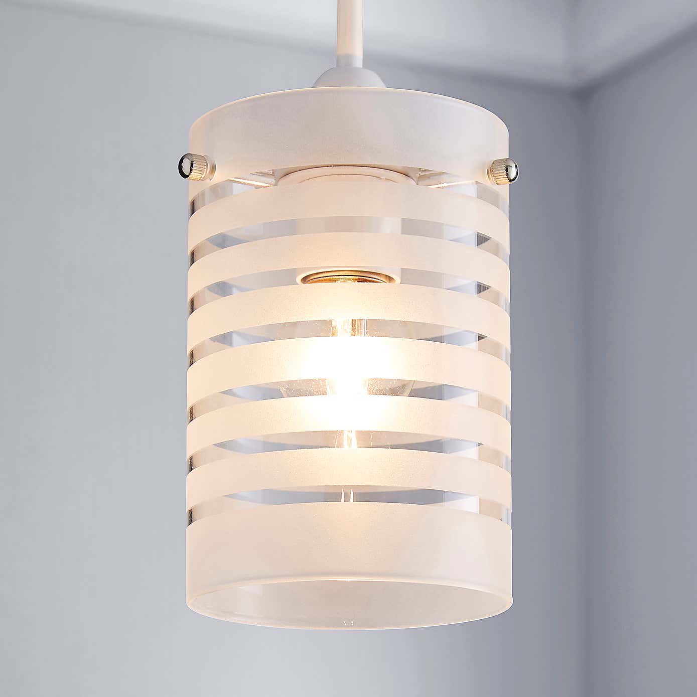 Grayson Stripe Glass White Easy Fit Pendant Shade