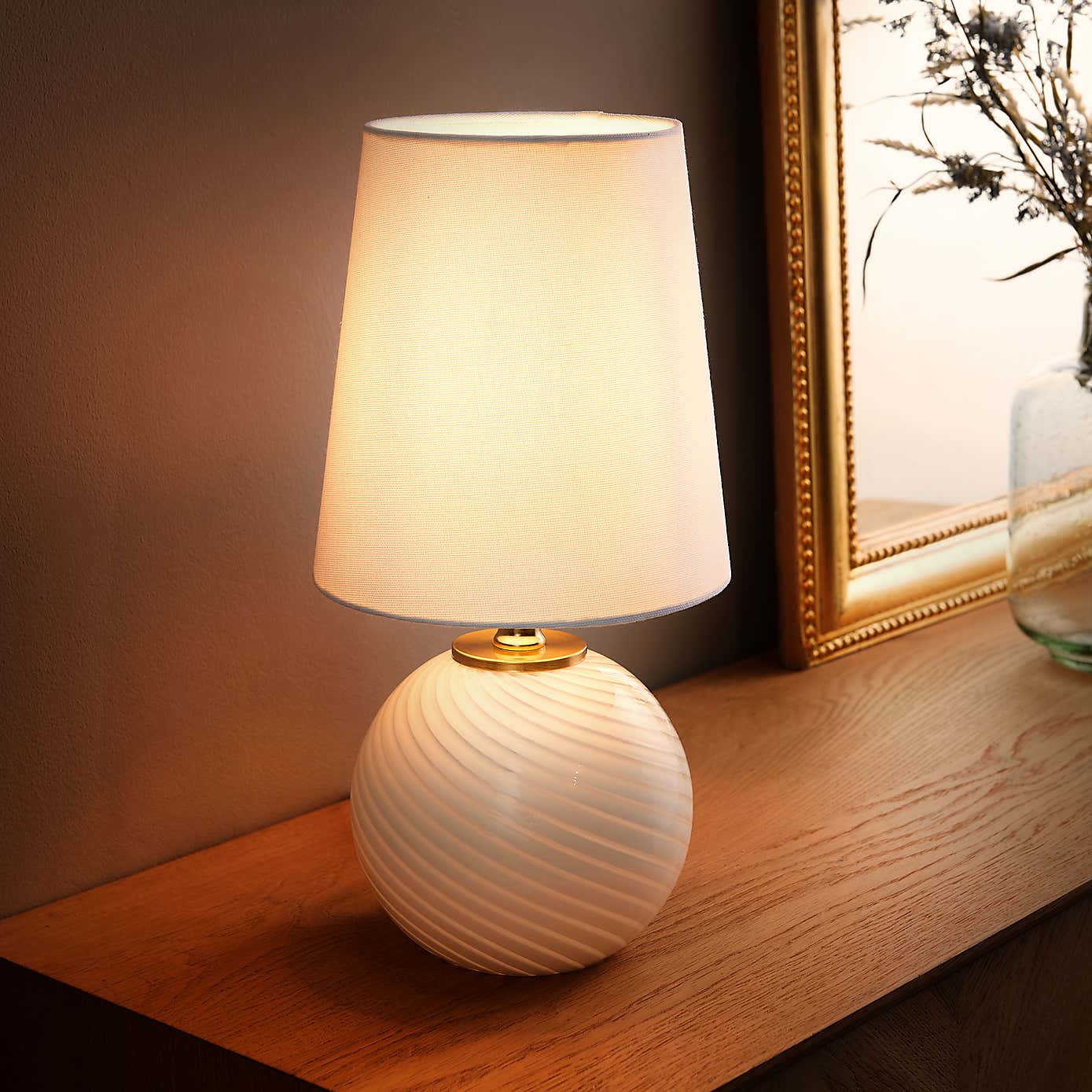 Candy Stripe Ribbed Glass Table Lamp