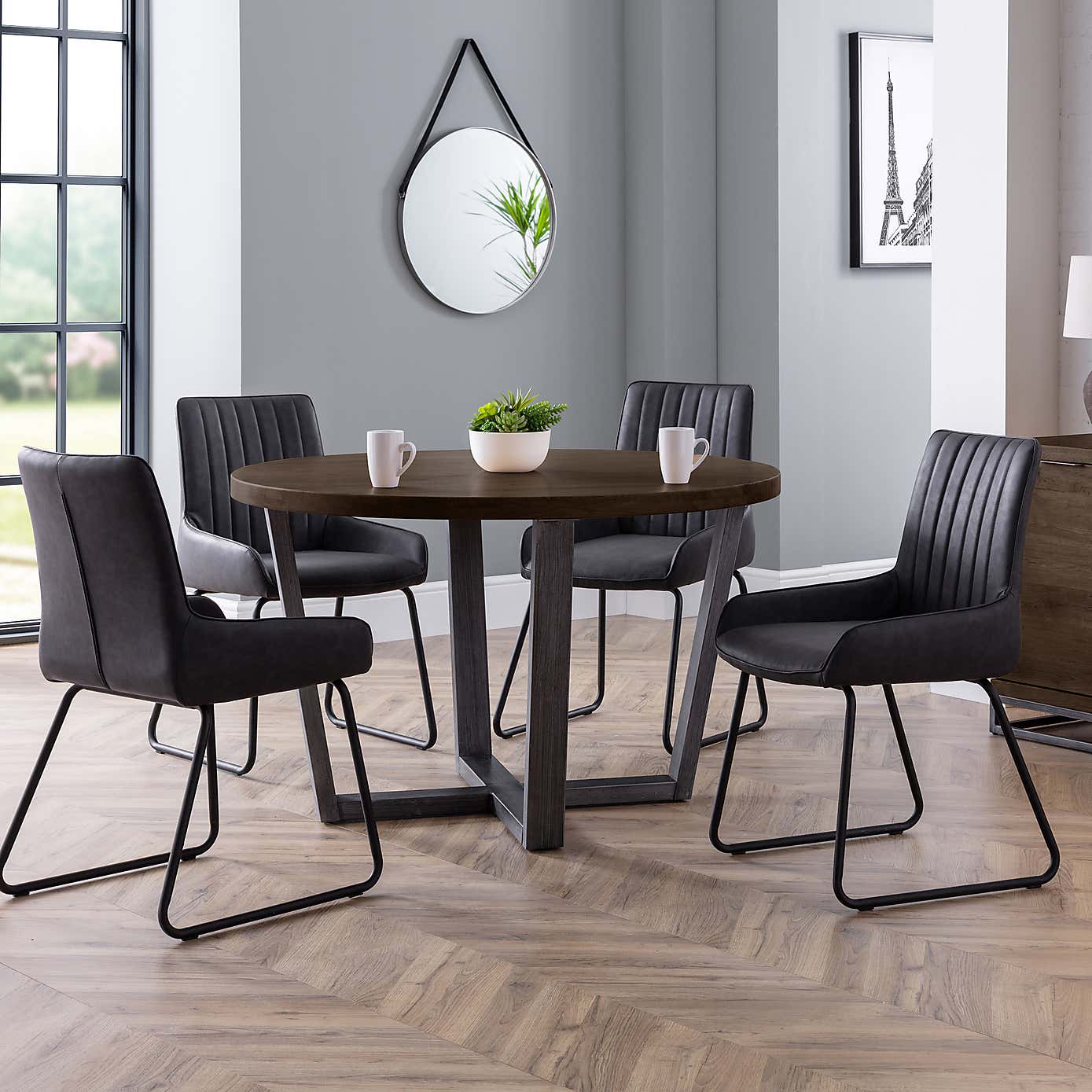 Brooklyn Round Dining Table Dark Oak