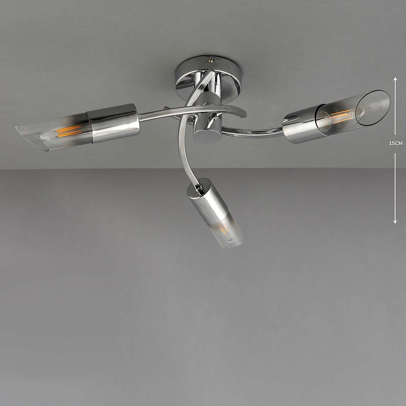 Corvus 3 Light Chrome Semi-Flush Ceiling Fitting