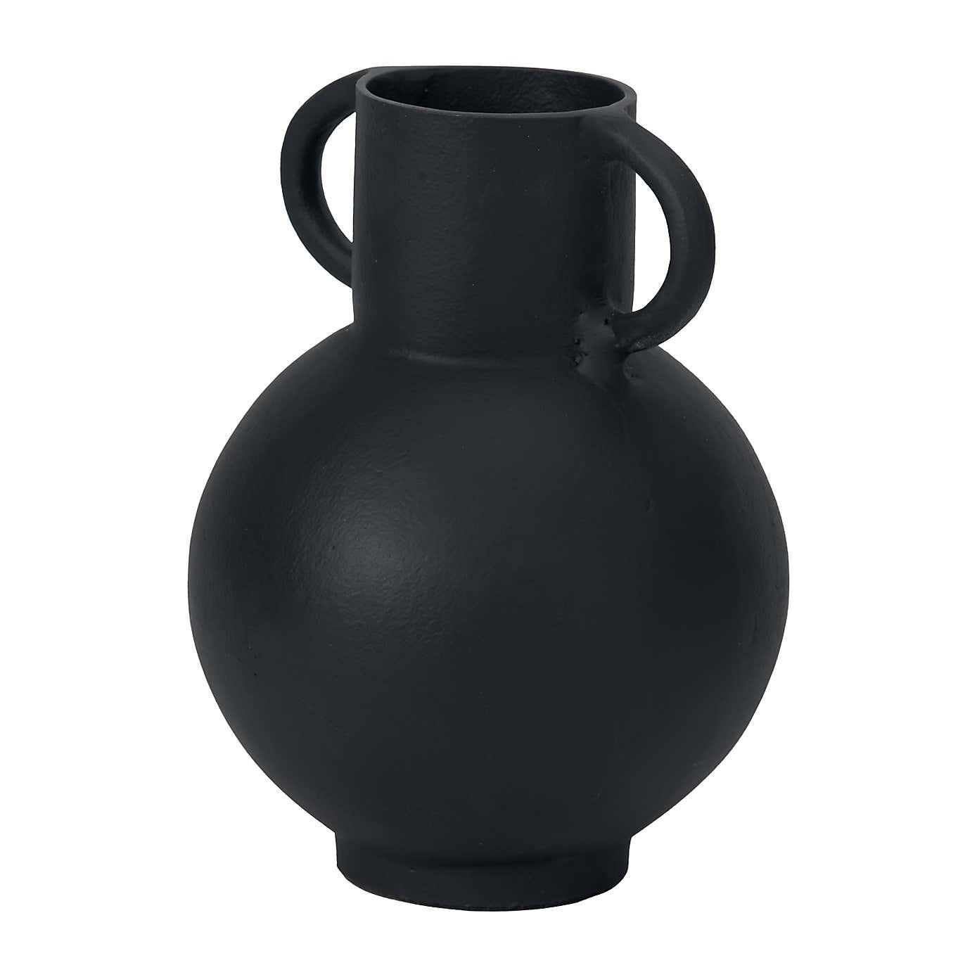 Matt Metal Handled Vase