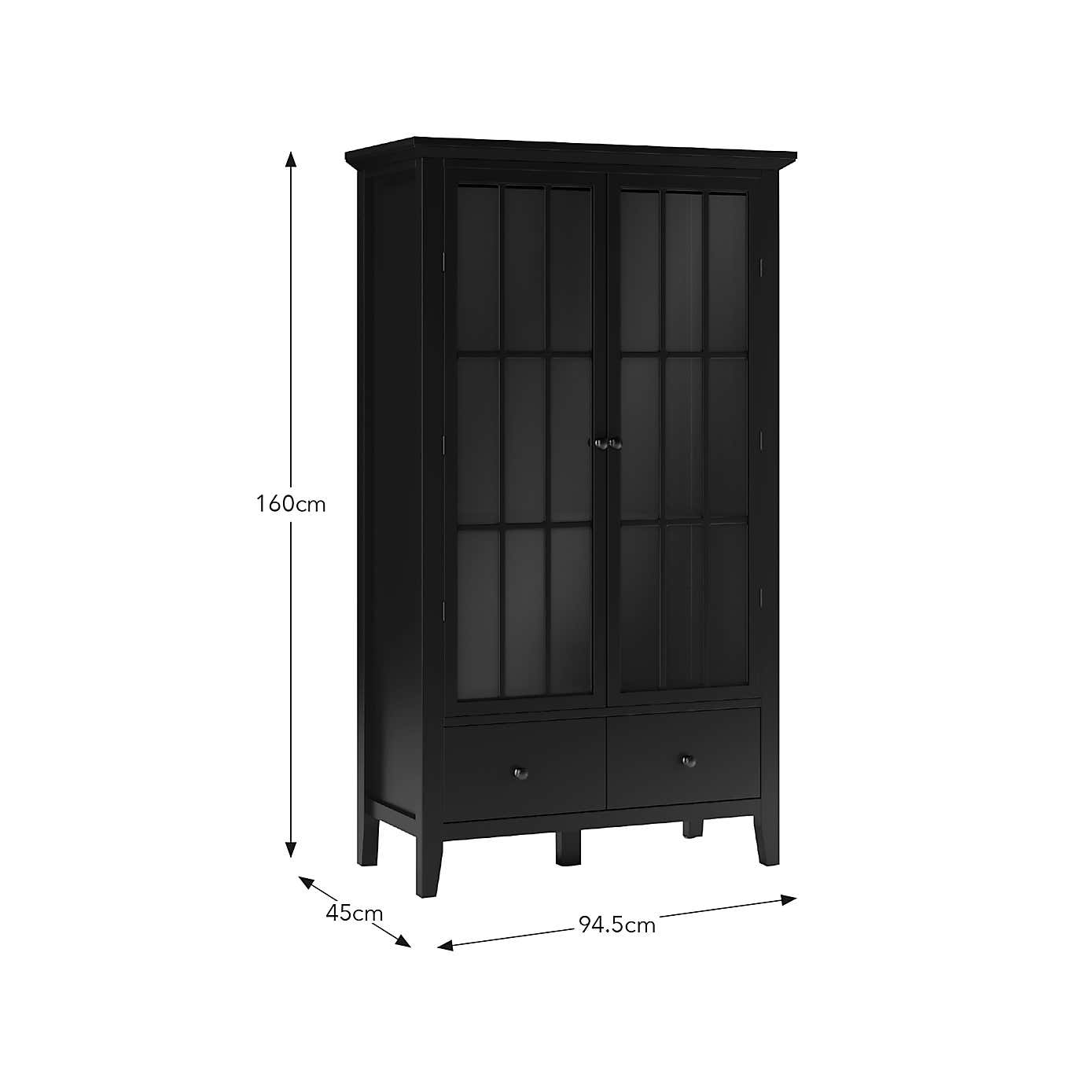 Lynton Glazed Display Cabinet, Black