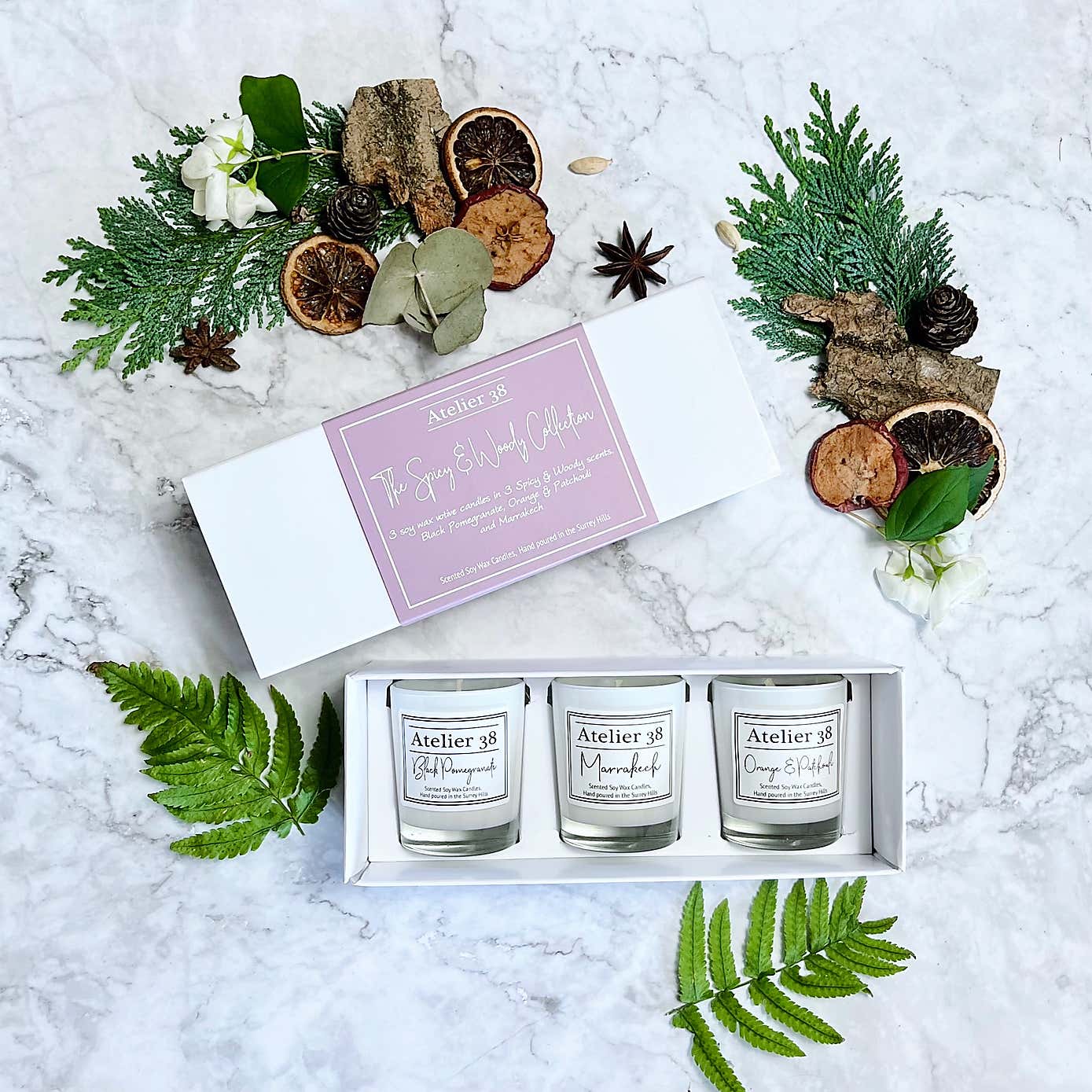 Atelier 38 Set of 3 Spicy & Woody Votive Candles Gift Set