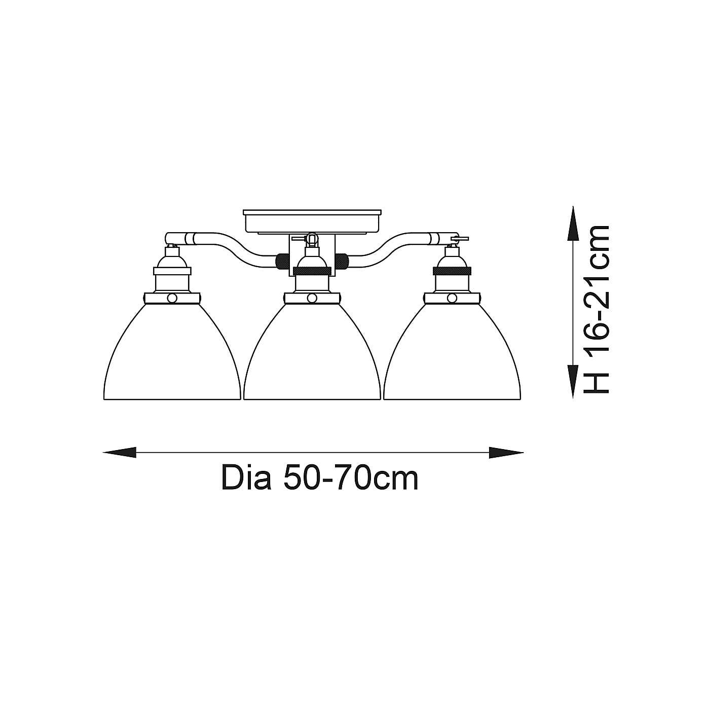 Vogue Tobermory Industrial 3 Light Adjustable Semi Flush Ceiling Light