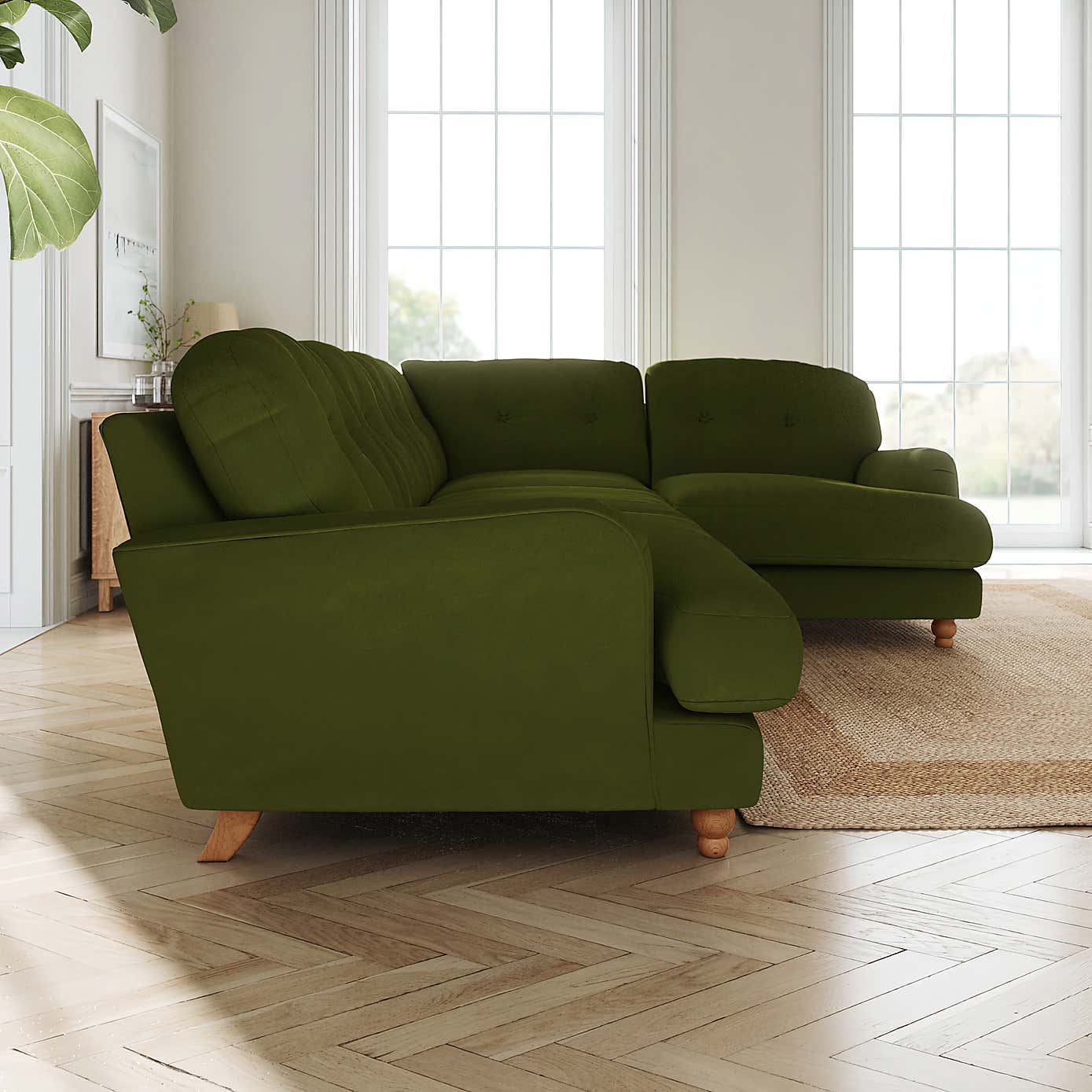 Martha Matte Plush Velvet Full Corner Sofa