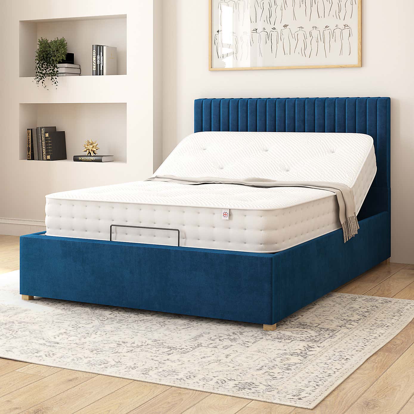 Grant Plush Velvet Adjustable Bed