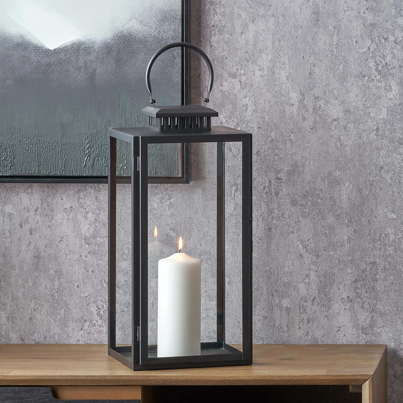 Metal & Glass Rectangular Lantern