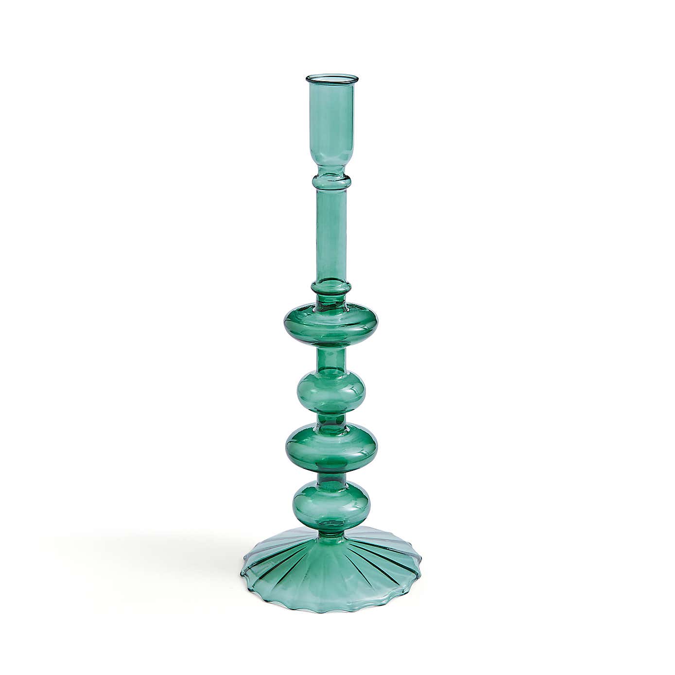 Fluted Glass Candlestick Holder
