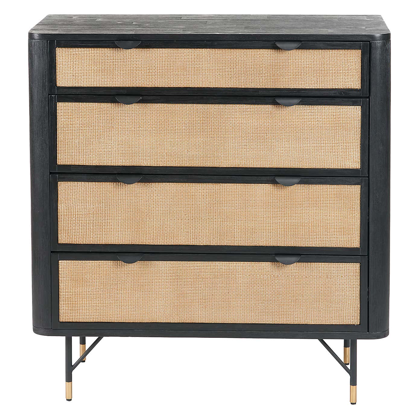 Fiji 4 Drawer Chest, Acacia Wood and Rattan
