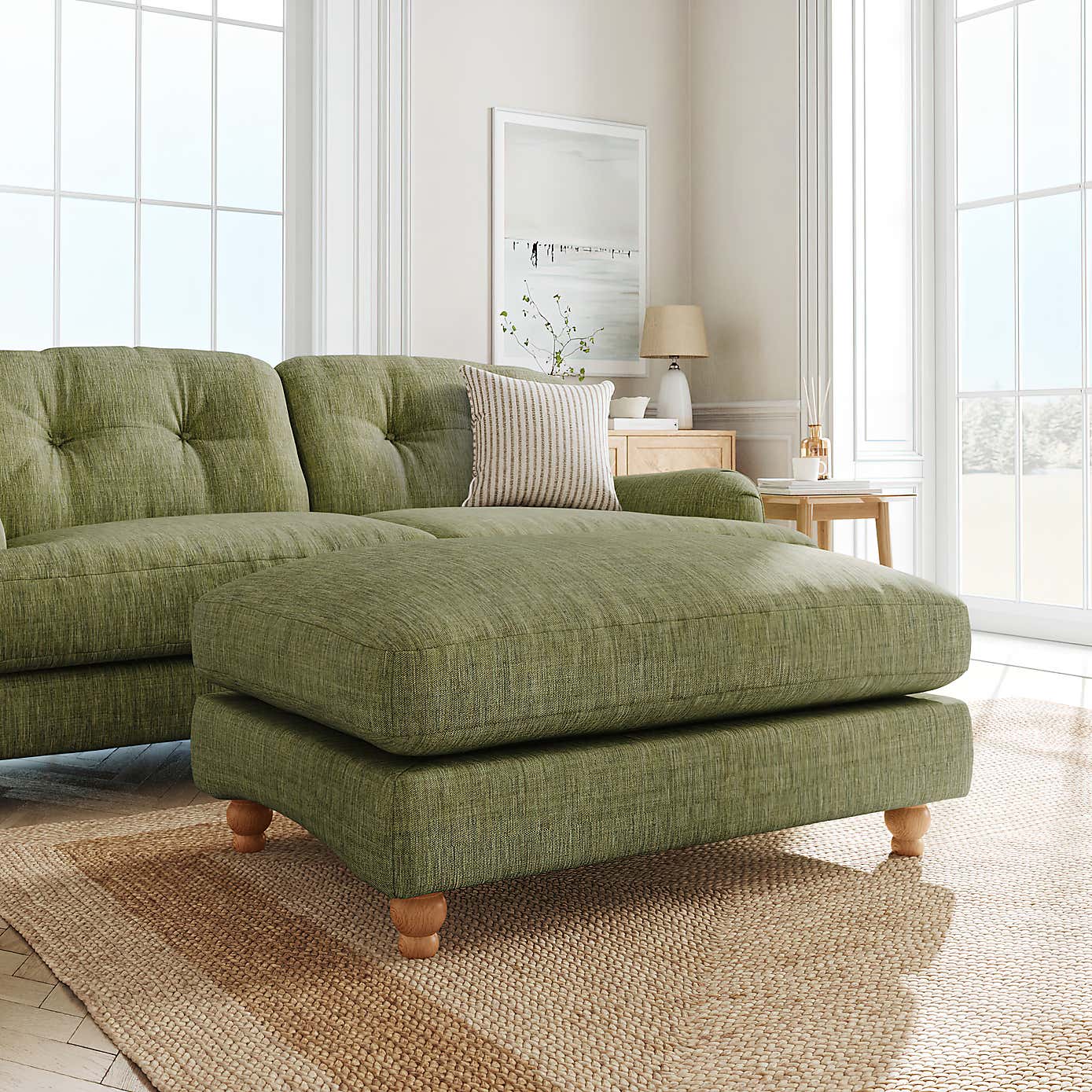 Martha Slub Faux Linen Footstool