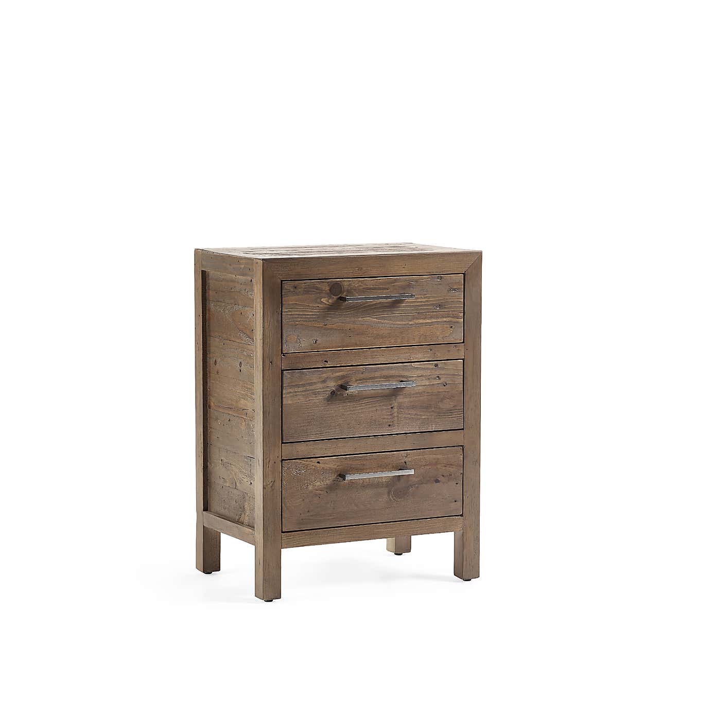 Homer 3 Drawer Bedside Table, Pine