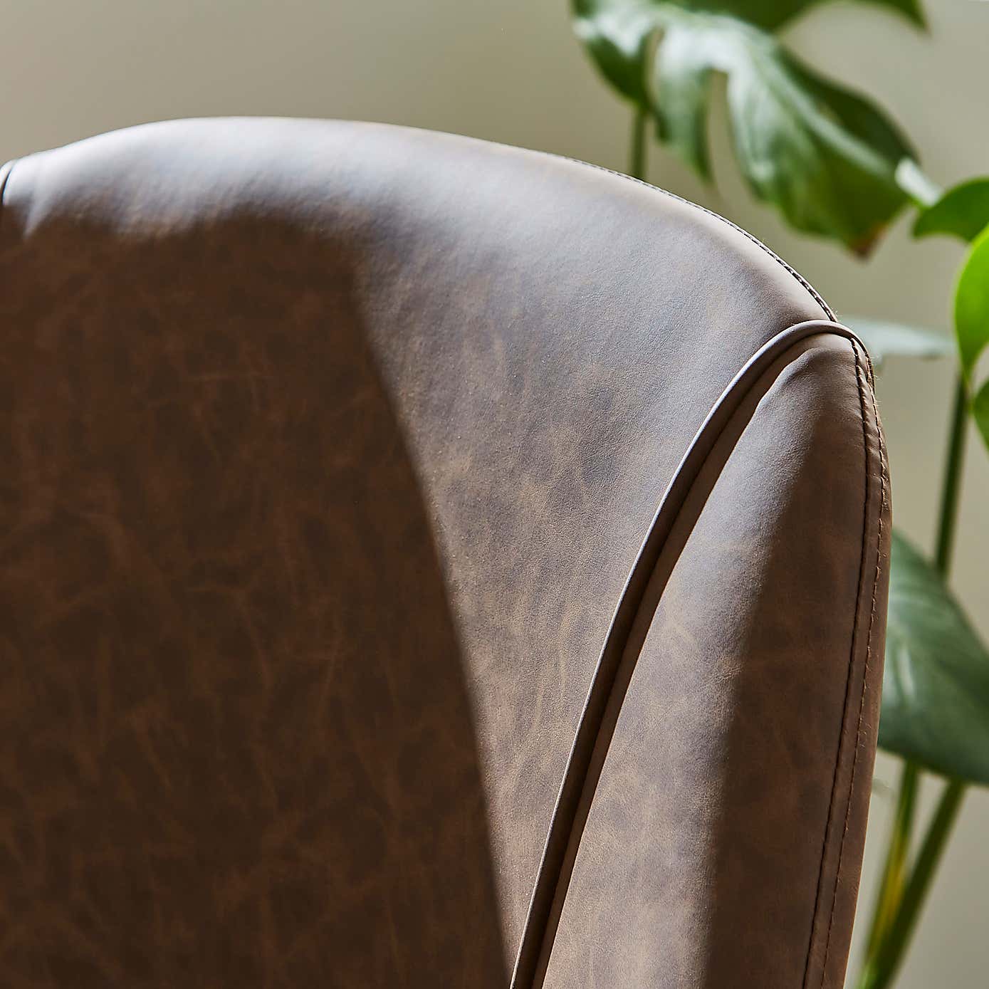 Luna Set of 2 Dining Chairs, Brown Faux Leather