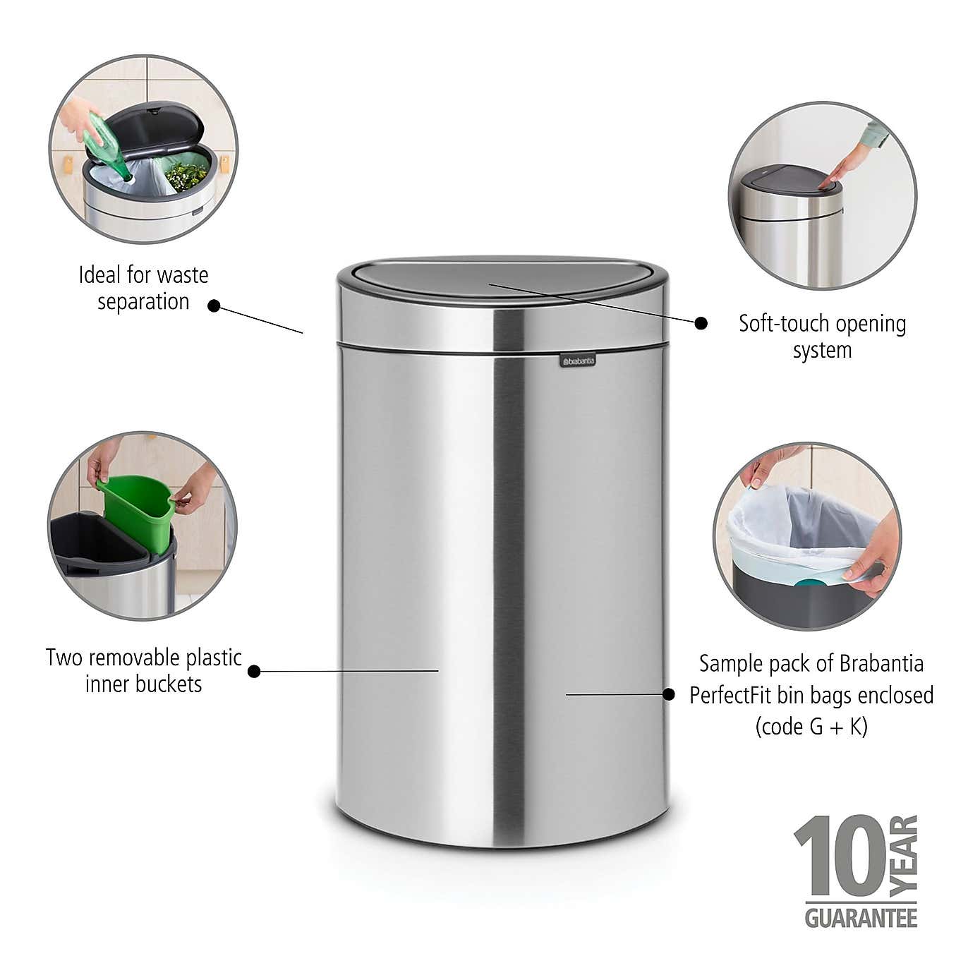 Brabantia Touch New 23L & 10L Recycle Bin