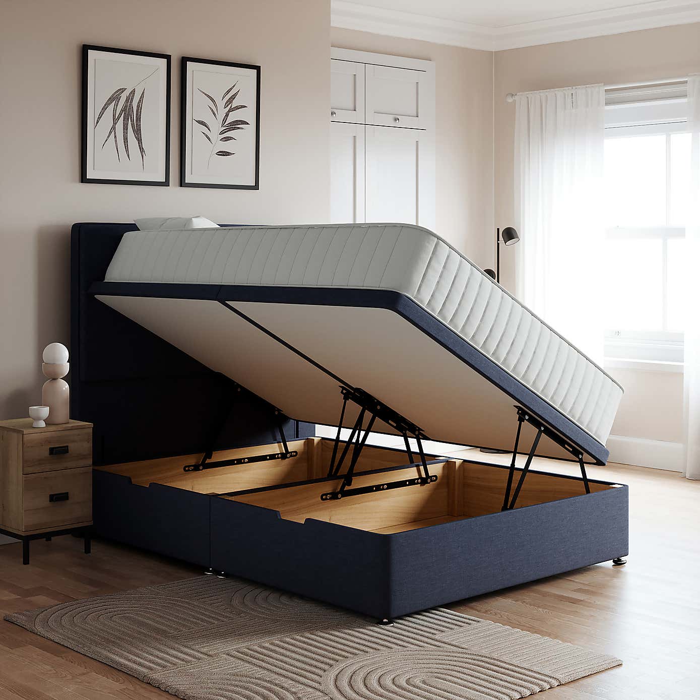 Linen Side Ottoman Base