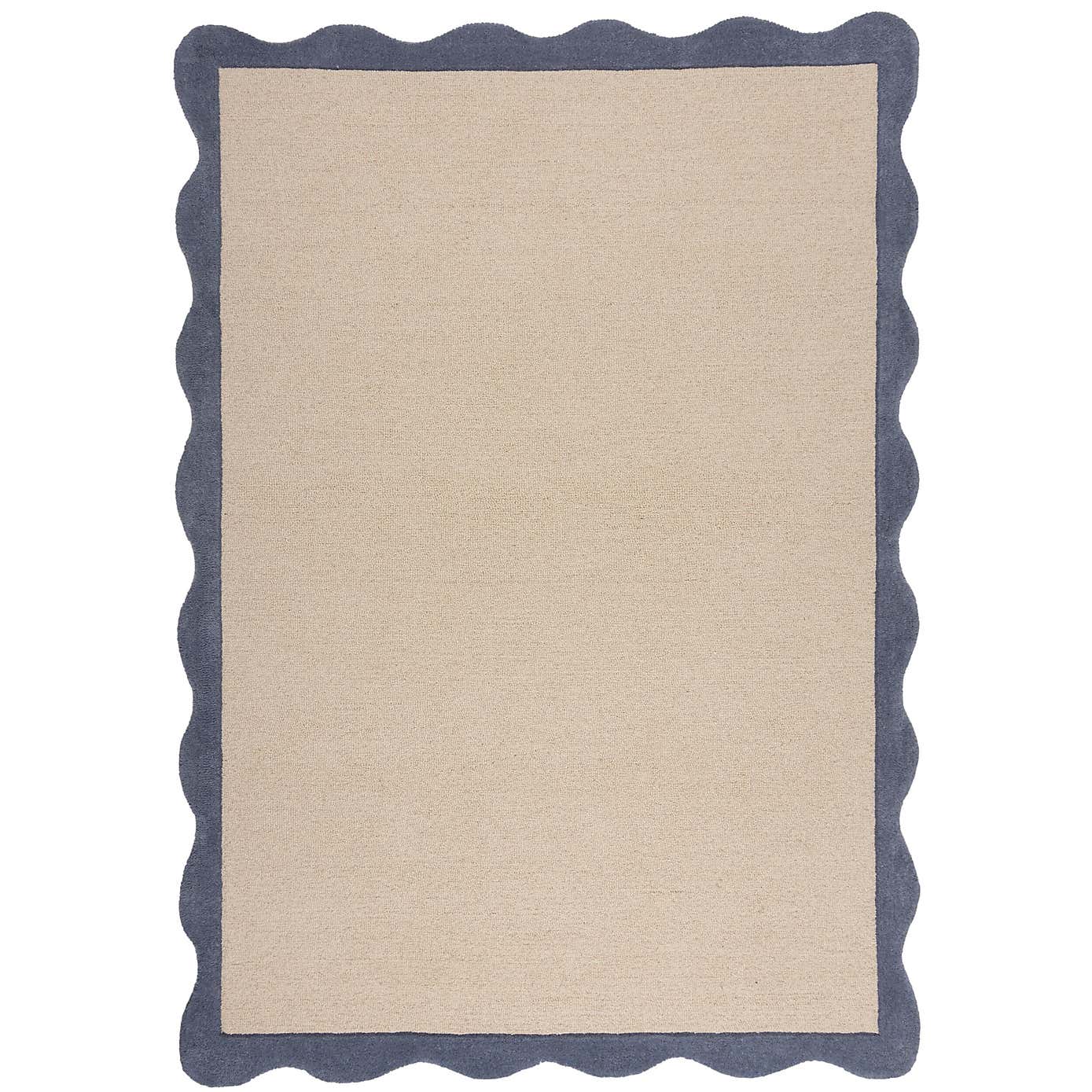 Bonnie Scallop Natural Border Wool Rug