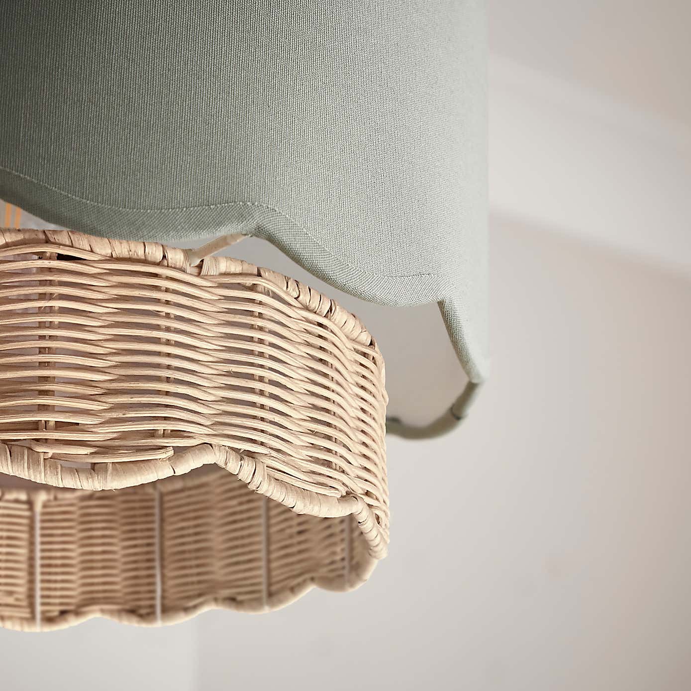 Sofia Round Rattan Scalloped Easy Fit Lamp Shade