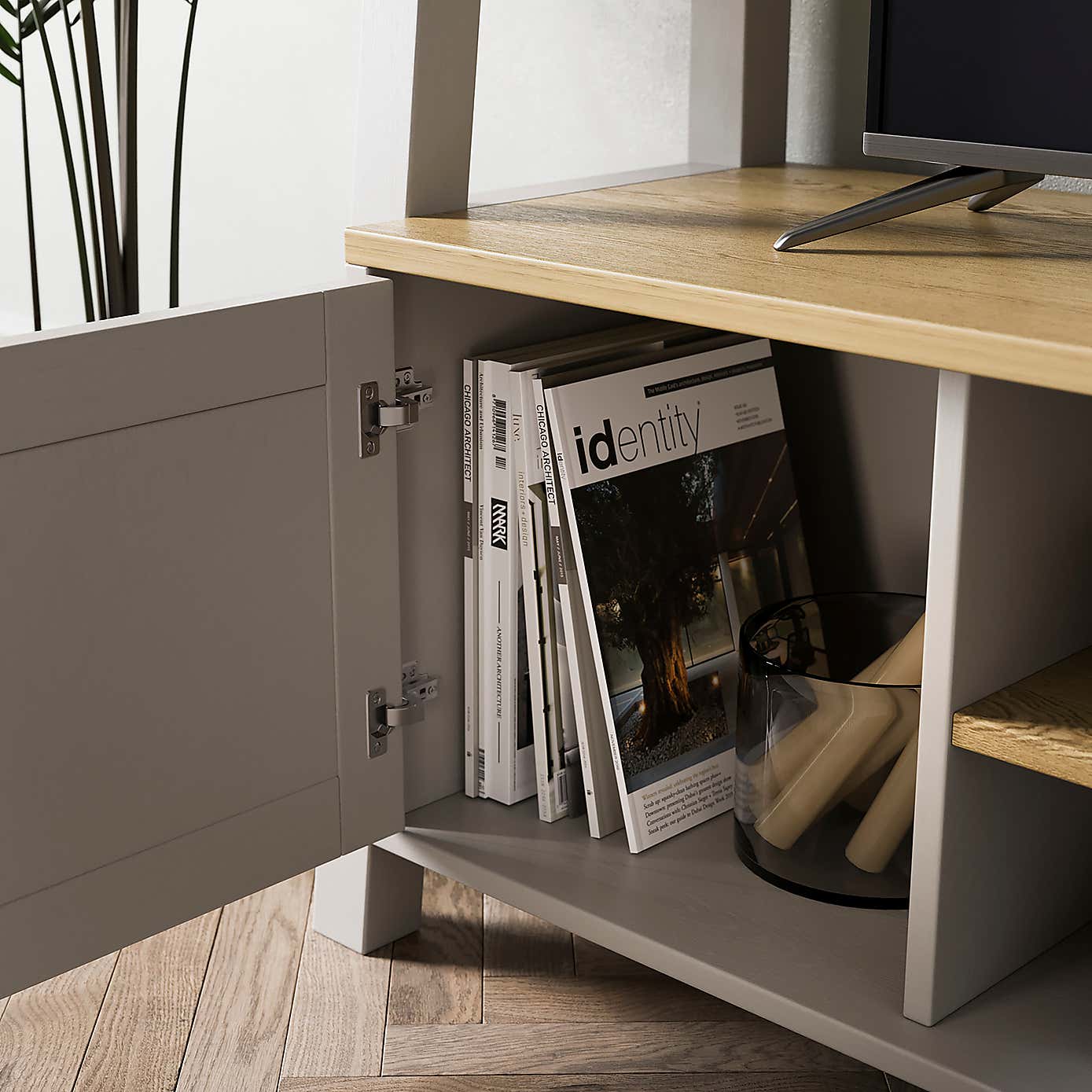 Olney Ladder TV Unit for TVs up to 50", Stone