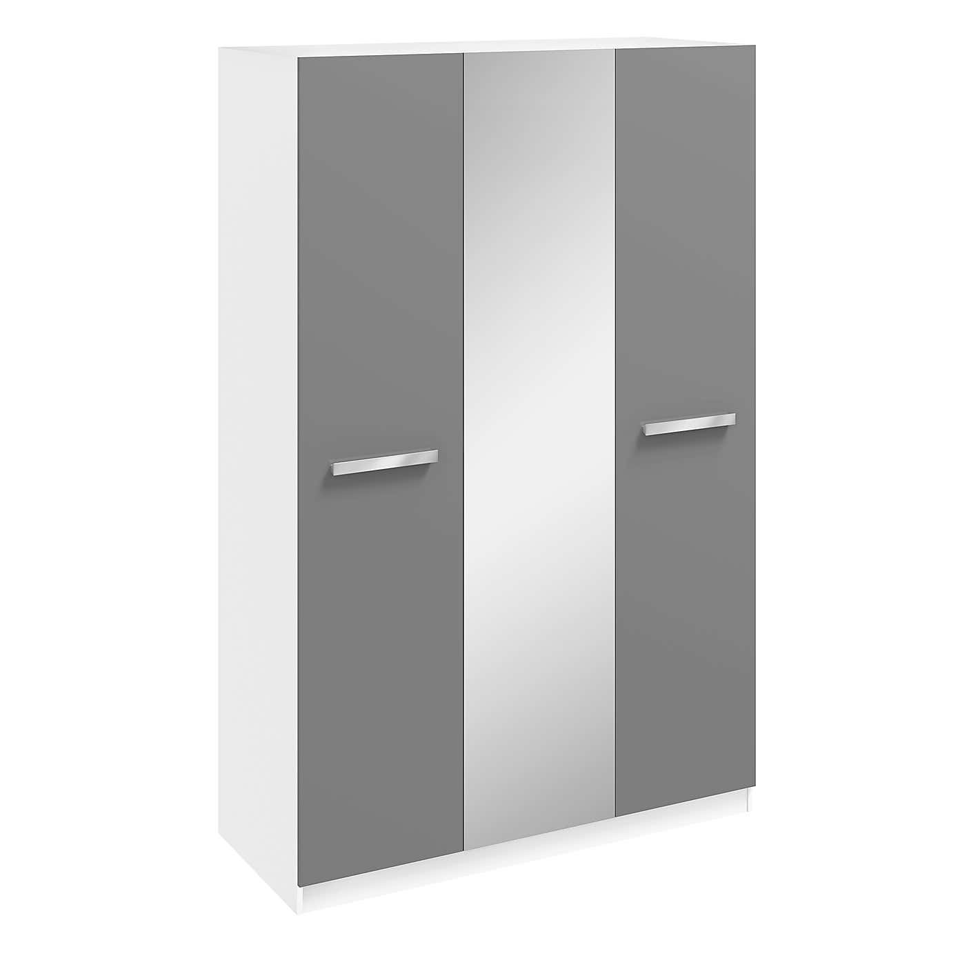 Sudbury Triple Wardrobe, White and Grey