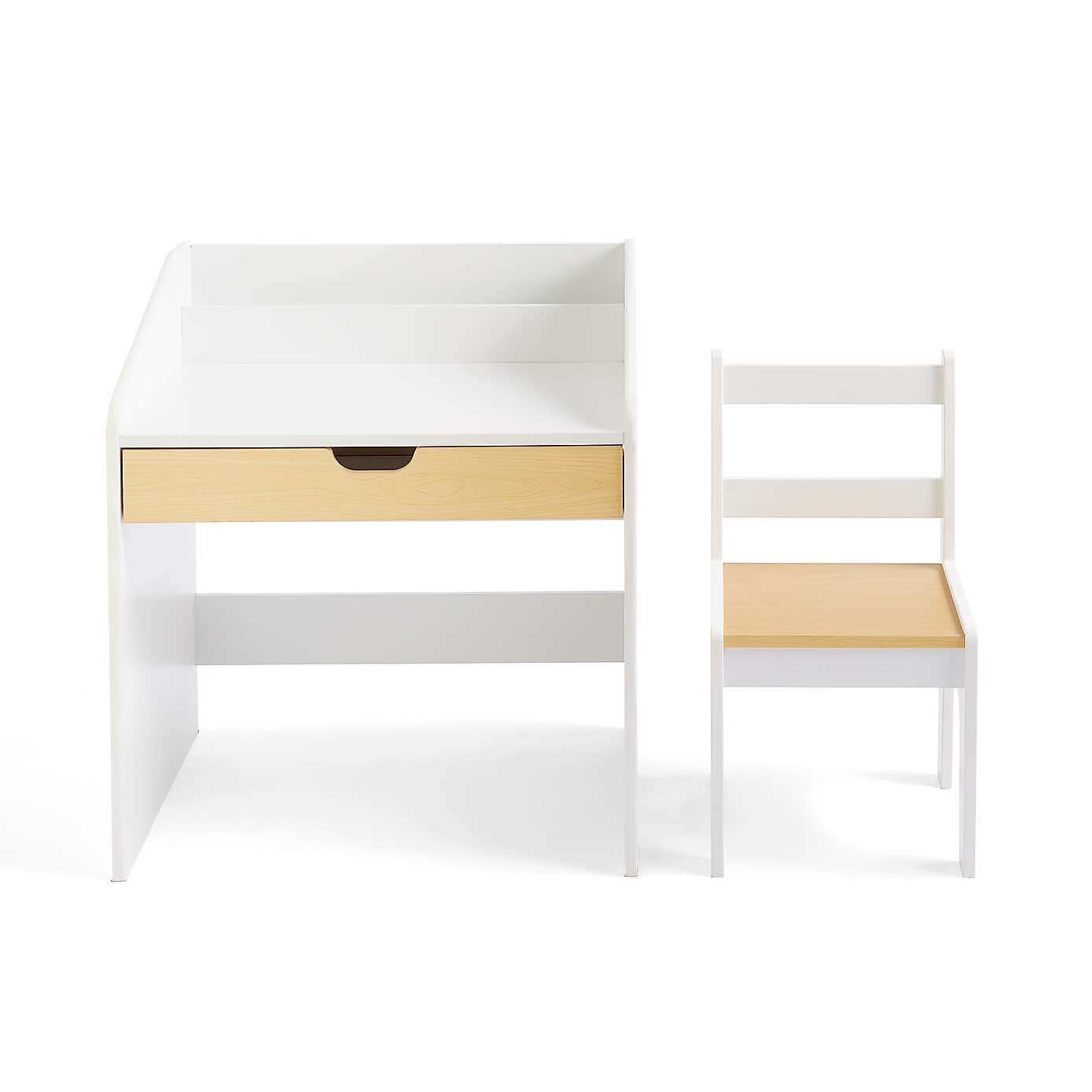 Kids Quinn Desk with Chair, White Natural