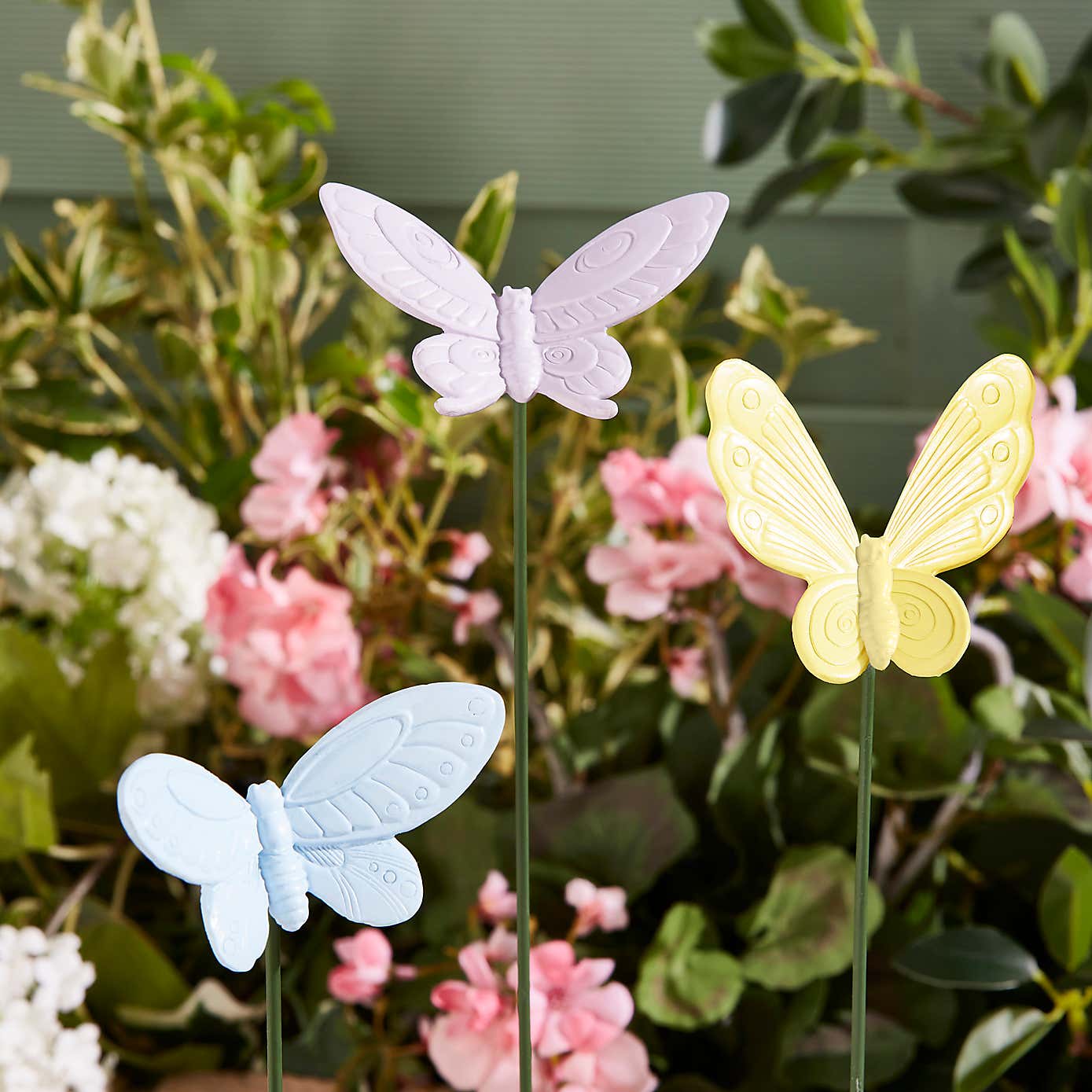 Set of 3 Small Resin Butterfly Stakes