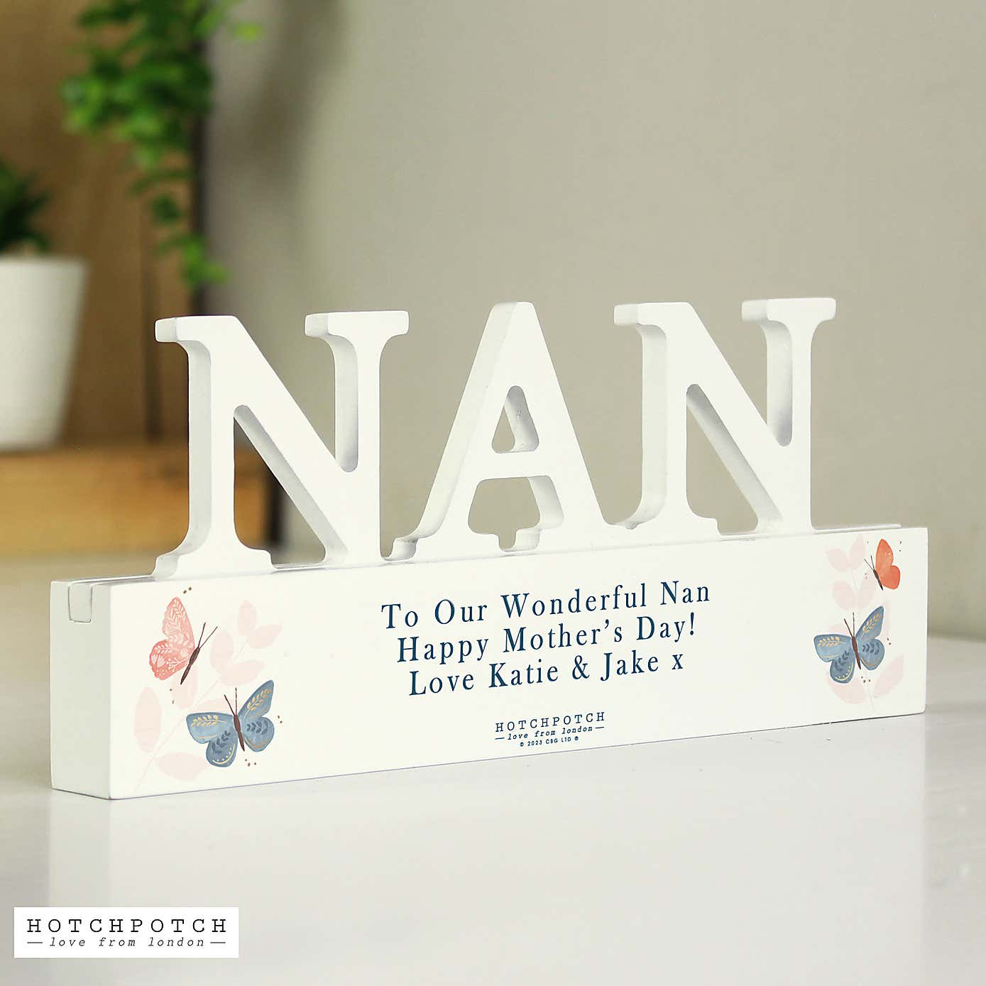 Personalised Butterfly Nan Wooden Ornament