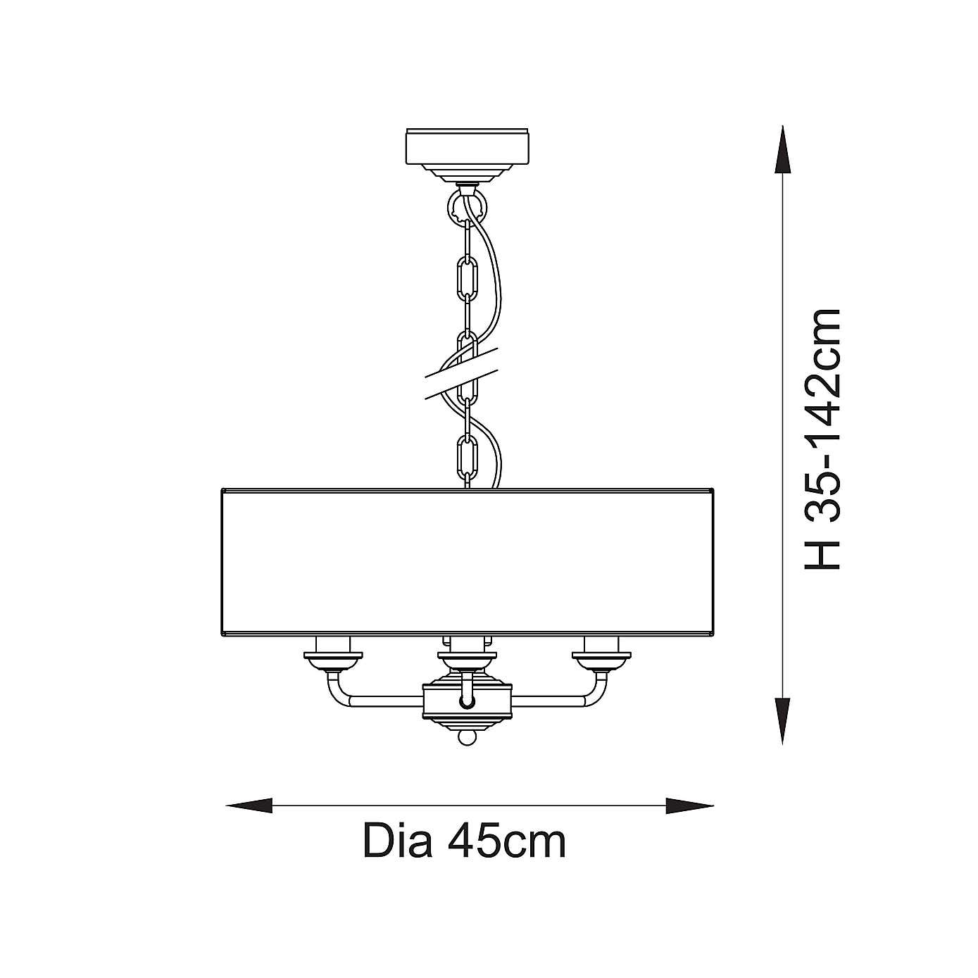 Vogue Sandringham Mid Century 3 Light Adjustable Pendant Light
