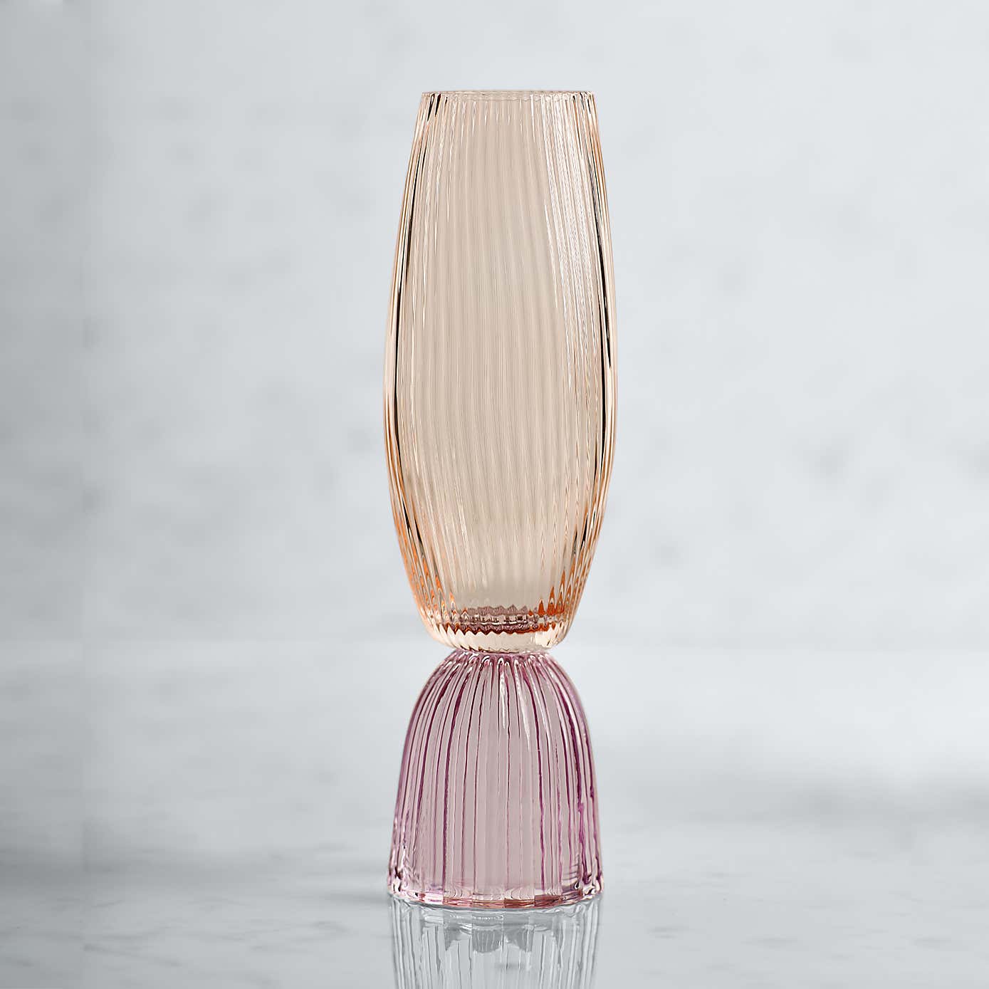 Set of 2 Florence Lilac & Apricot Flute Glasses