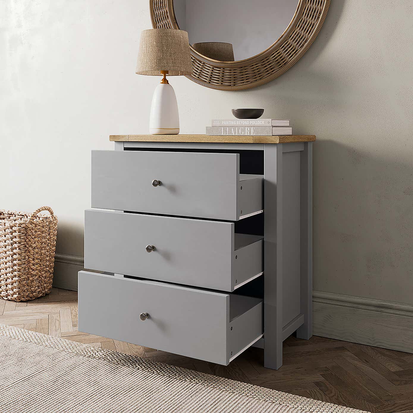 Olney 3 Drawer Chest Stone