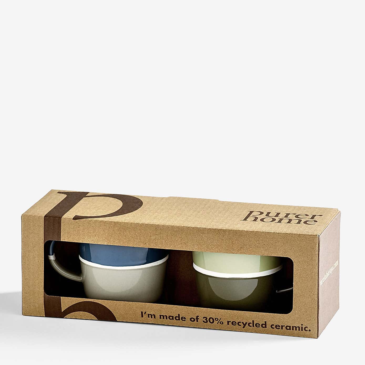 PurerHome Set of 2 Sea Mist & Grass Green Fine China Little Brew Mugs