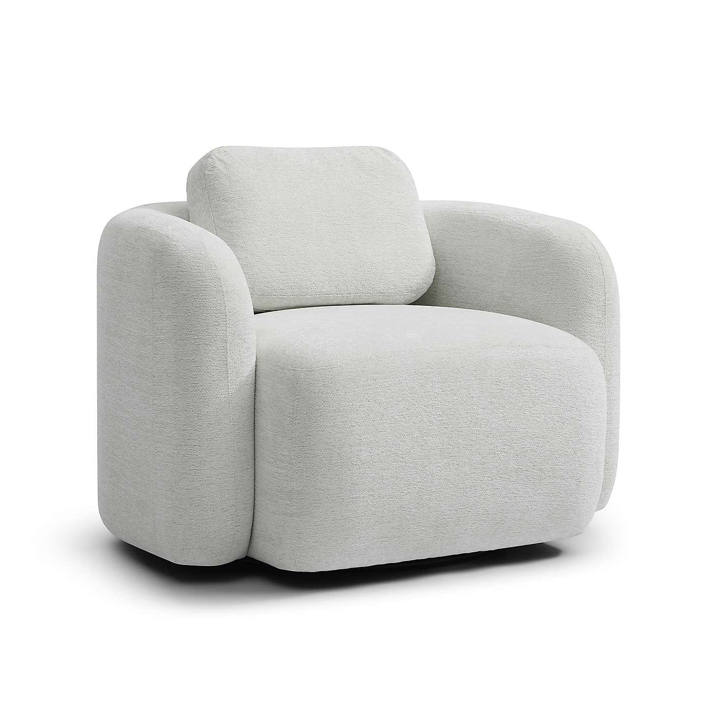 Max Natural Soft Chenille Curved Swivel Accent Chair
