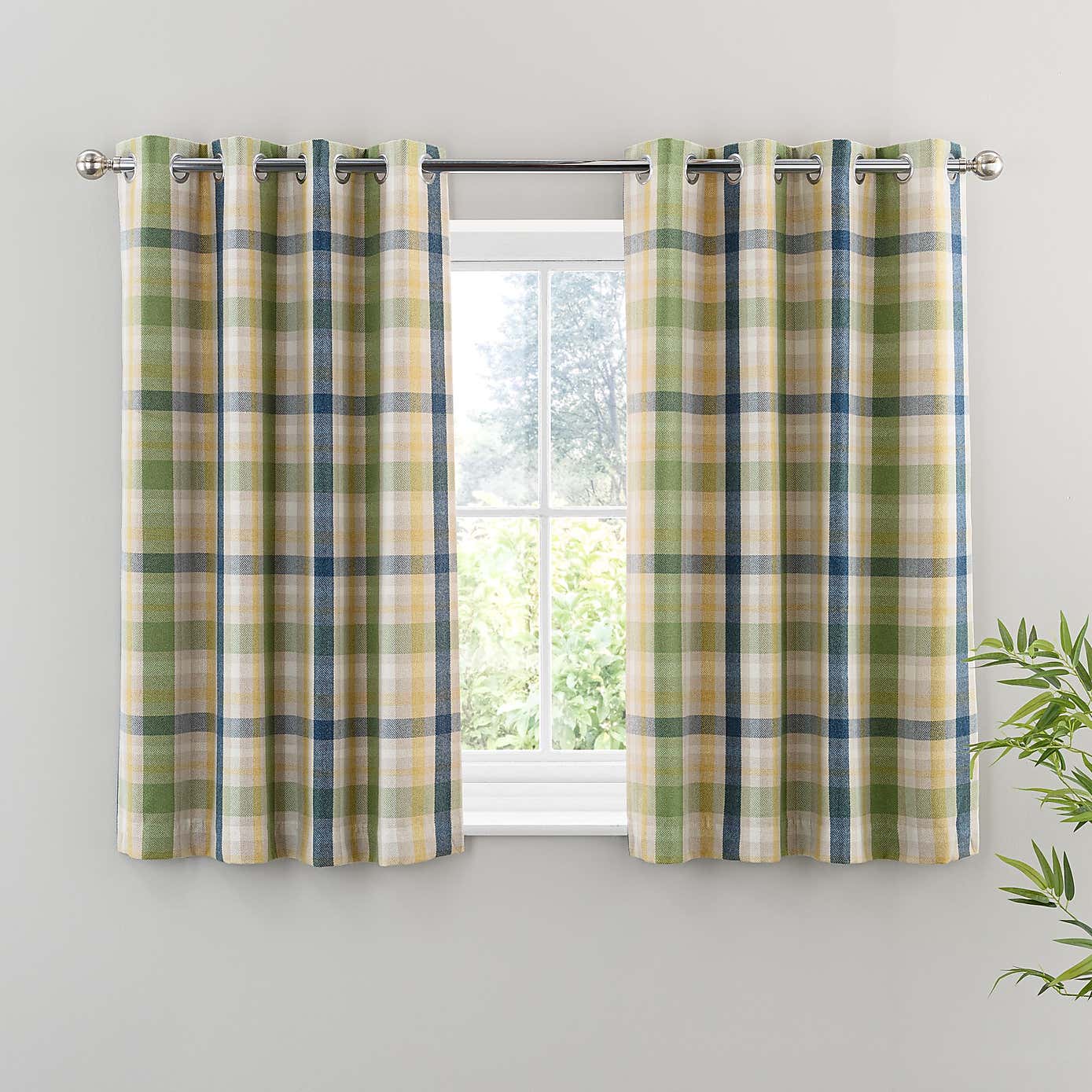 Kempton Check Eyelet Curtains