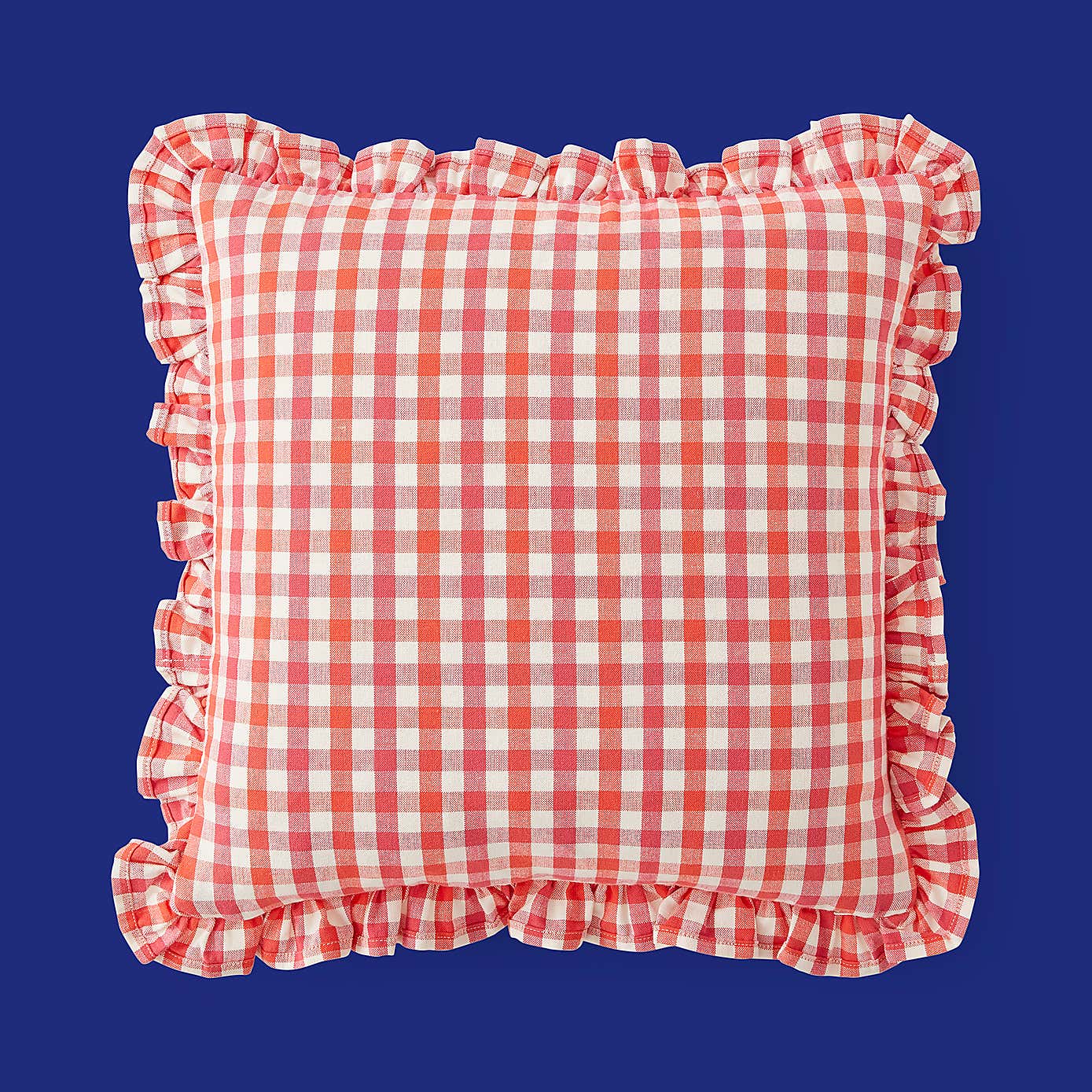 Sophie Robinson Picnic Plaid Frilled Outdoor Square Cushion
