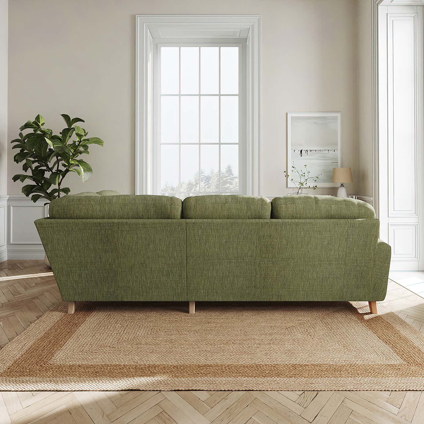 Martha Slub Faux Linen Full Corner Sofa
