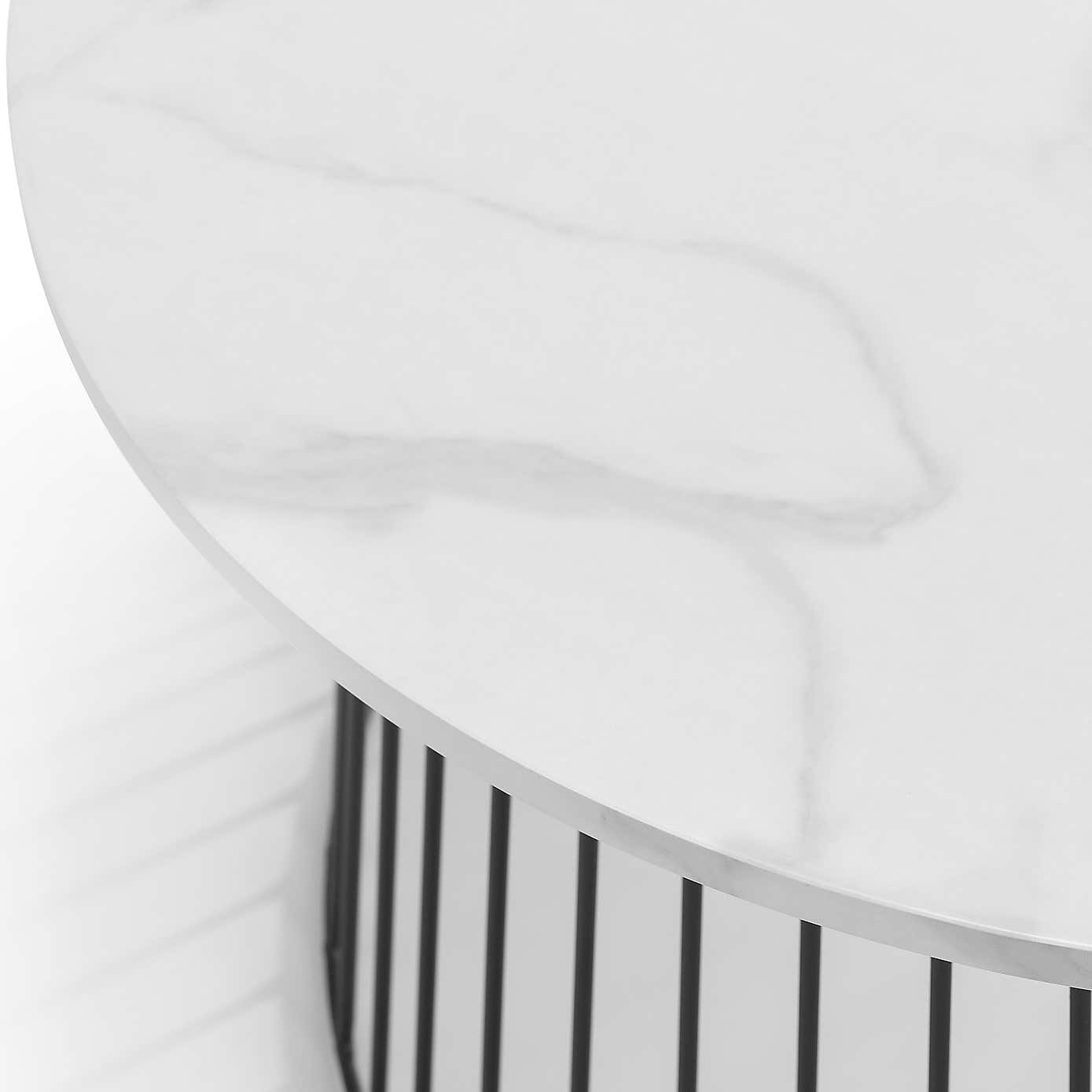 Broadway Round White Marble Coffee Table