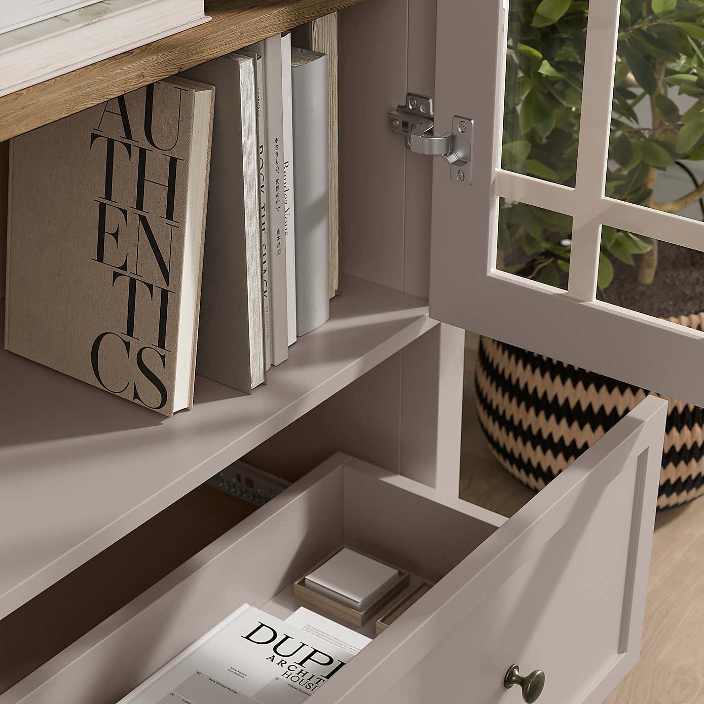 Hanworth Large Display Cabinet, Clay