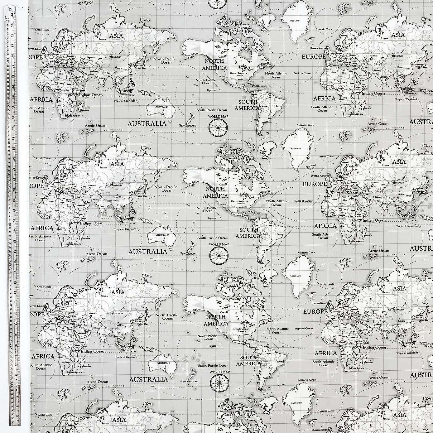 Maps Grey PVC Fabric
