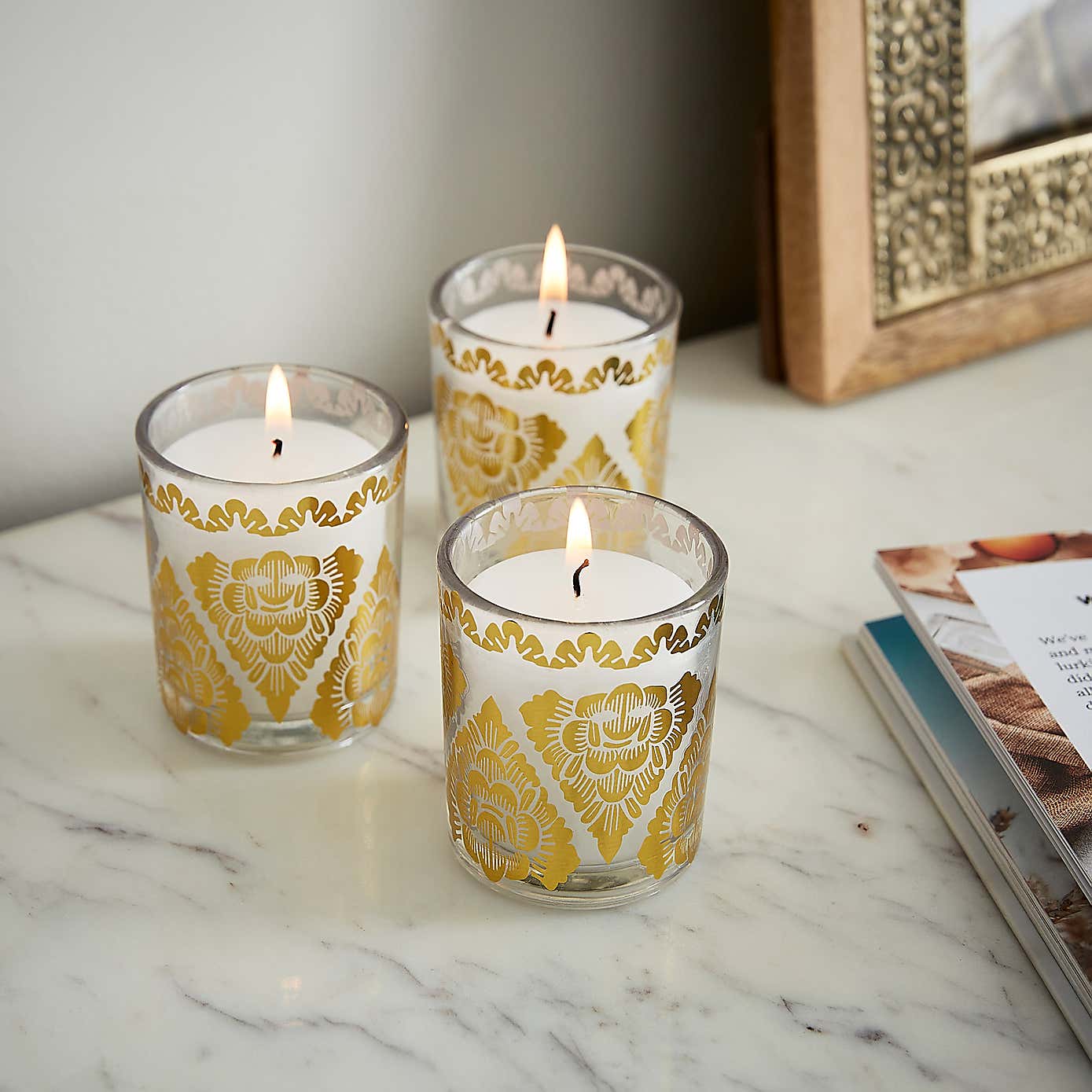 Set of 3 Marrakech Moroccan Red Cinnamon Votive Candles