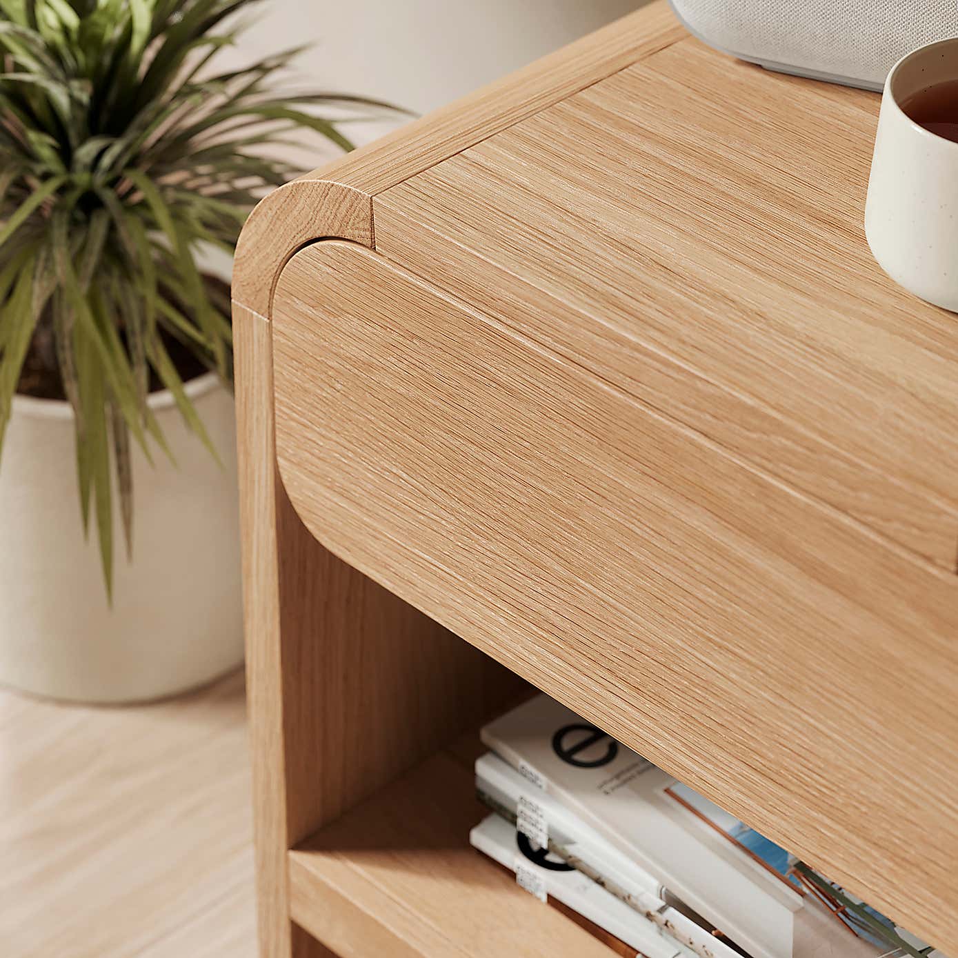 Bennett 1 Drawer Bedside Table, Light Oak