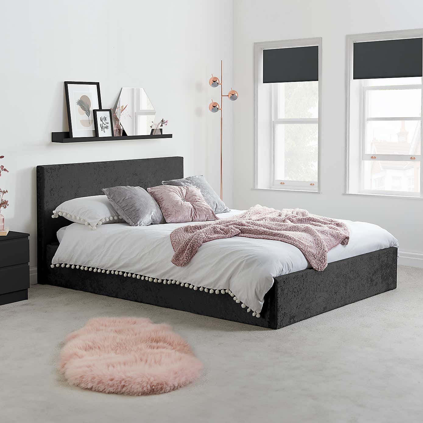 Berlin Crushed Velvet Ottoman Bedstead